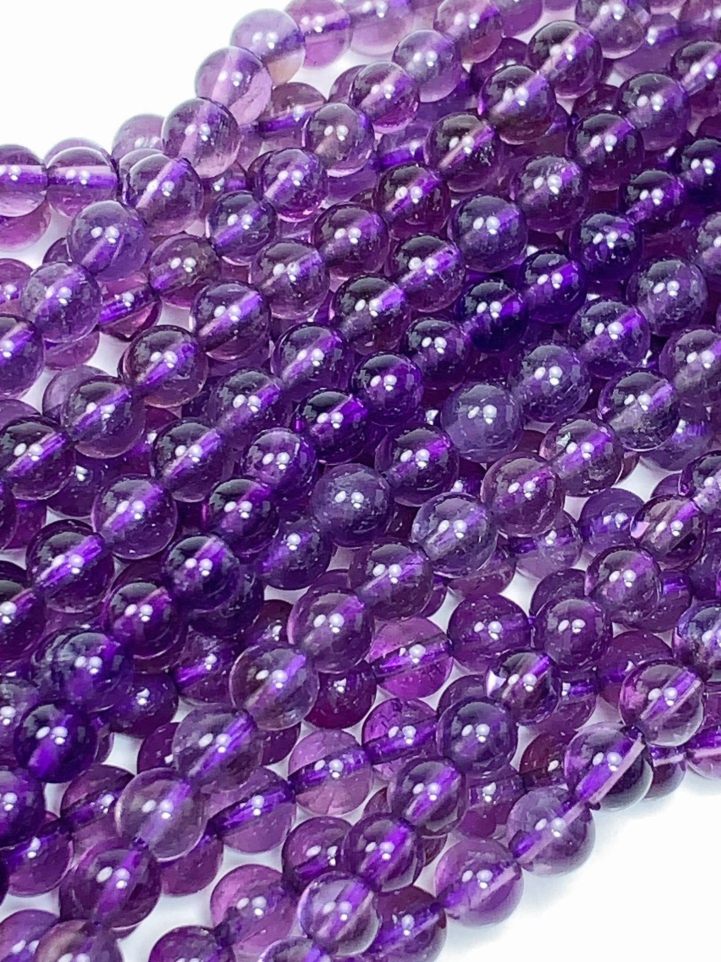 Natural Purple Amethyst Beads: 4.5mm Smooth Round Gemstone Strand