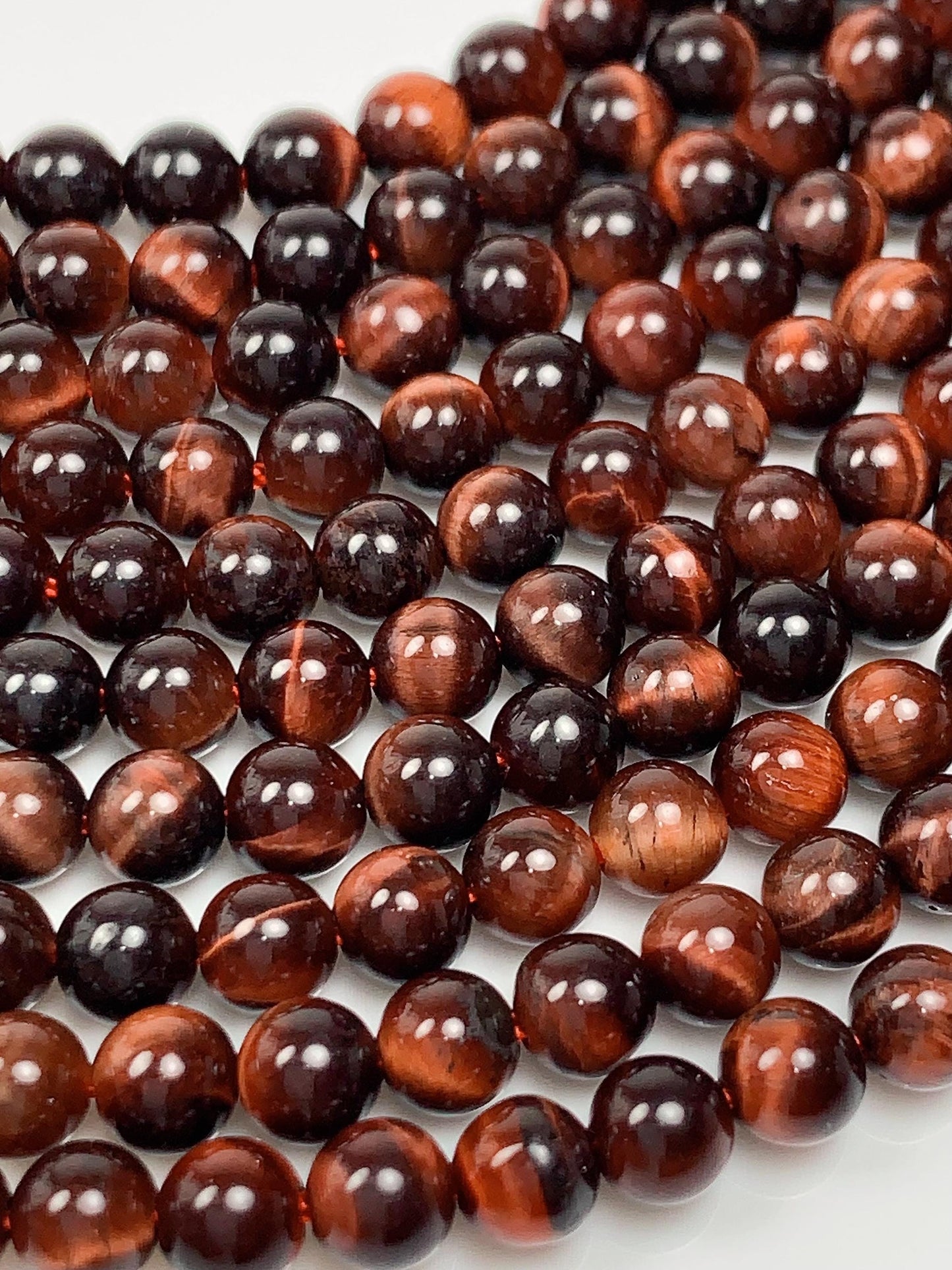 Natural Red Tiger's Eye Beads: Smooth Round Gemstone Strand (15.5")