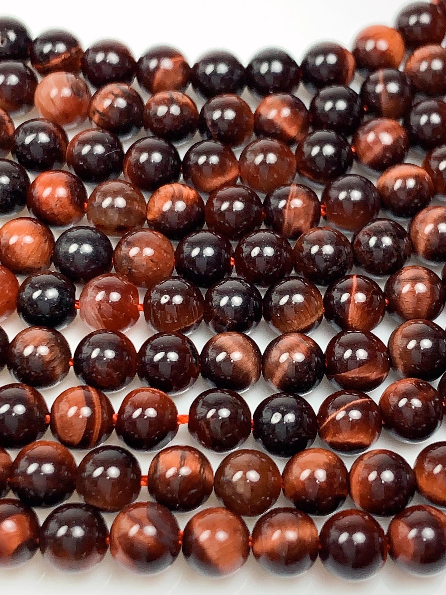 Natural Red Tiger's Eye Beads: Smooth Round Gemstone Strand (15.5")