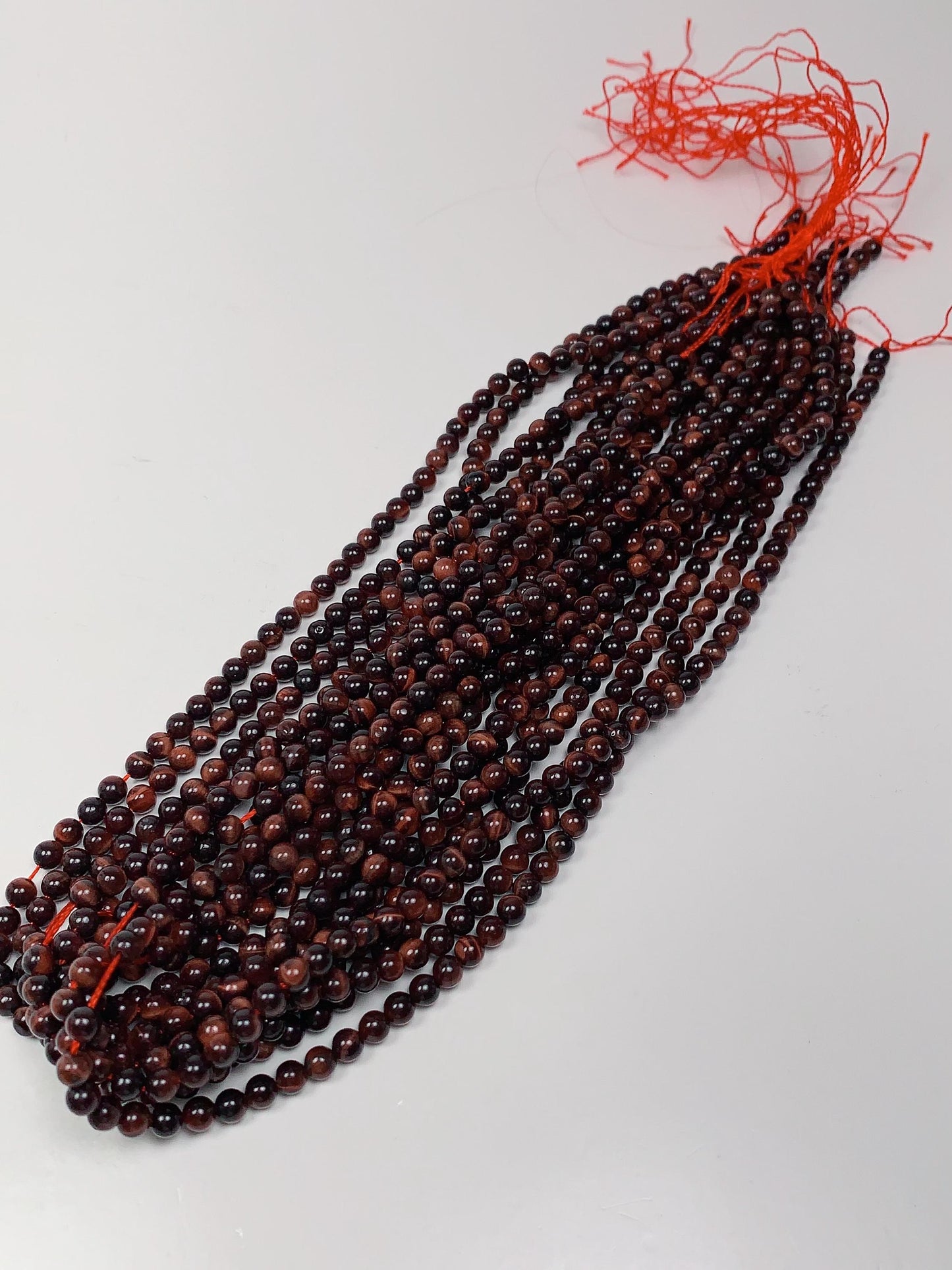 Natural Red Tiger's Eye Beads: Smooth Round Gemstone Strand (15.5")