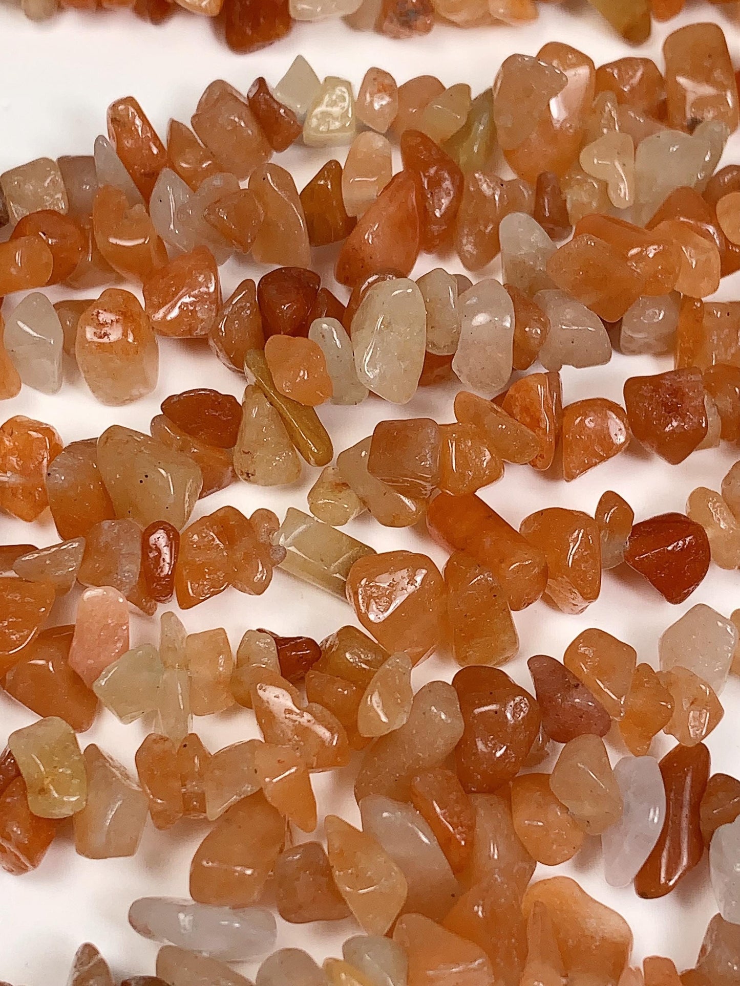 Red Orange Aventurine Chip Beads: Genuine Gemstone Nuggets, 32" Strand
