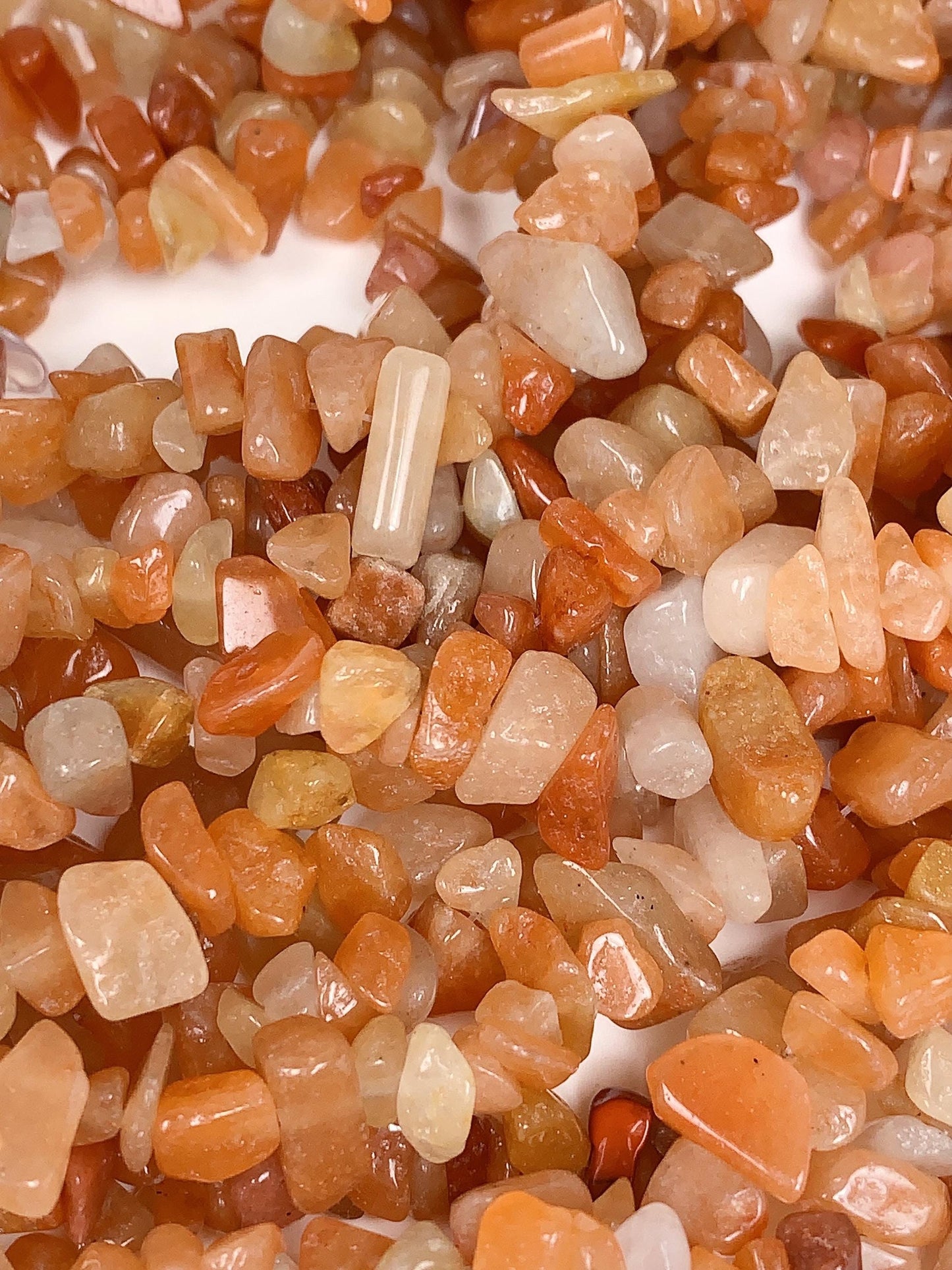 Red Orange Aventurine Chip Beads: Genuine Gemstone Nuggets, 32" Strand