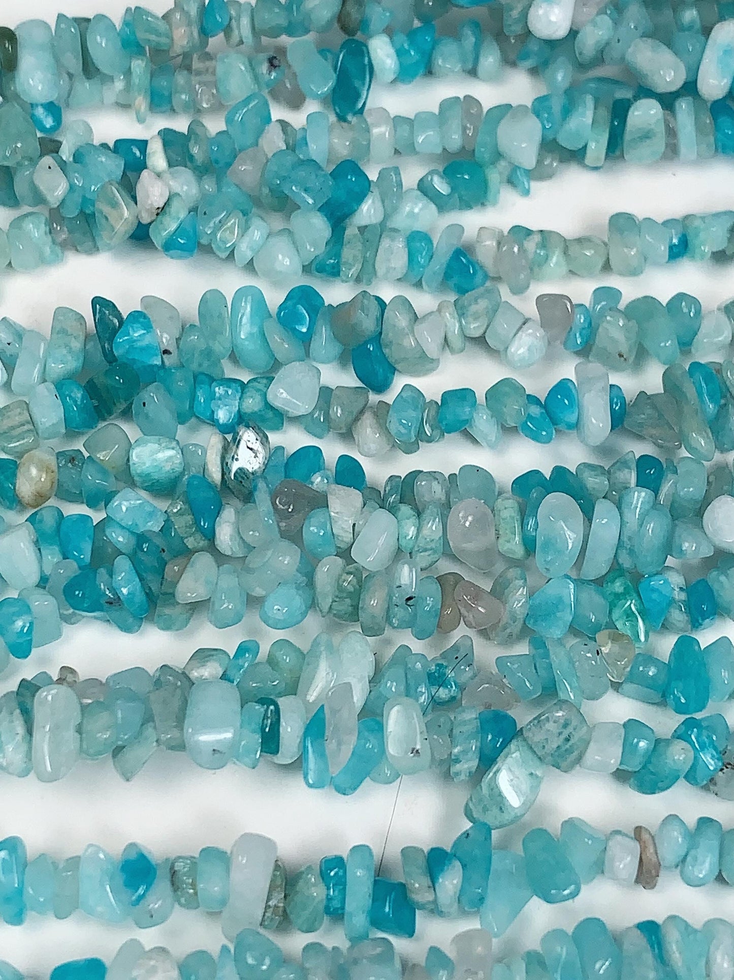 Blue Amazonyte Chip Beads: Natural Gemstone Nuggets, 32" Strand