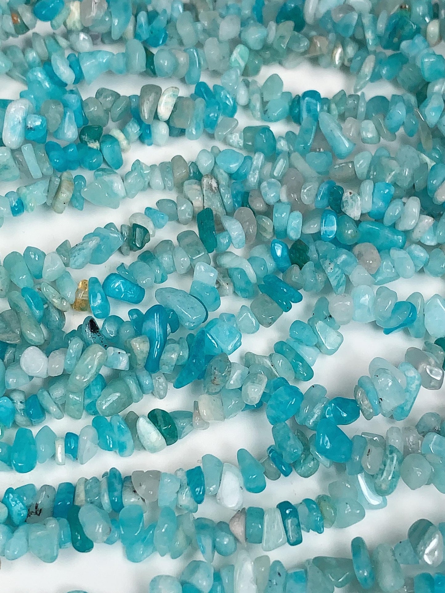 Blue Amazonyte Chip Beads: Natural Gemstone Nuggets, 32" Strand