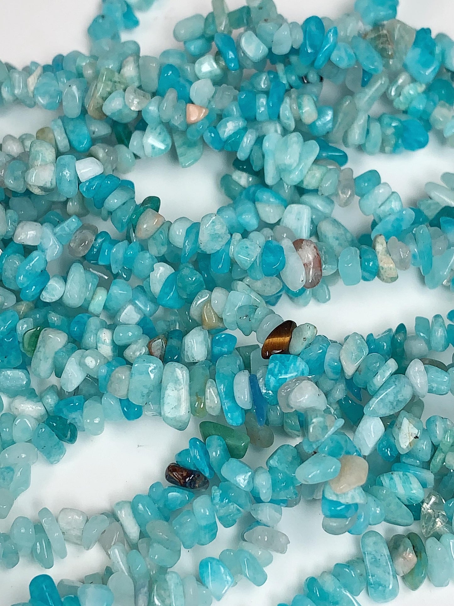 Blue Amazonyte Chip Beads: Natural Gemstone Nuggets, 32" Strand