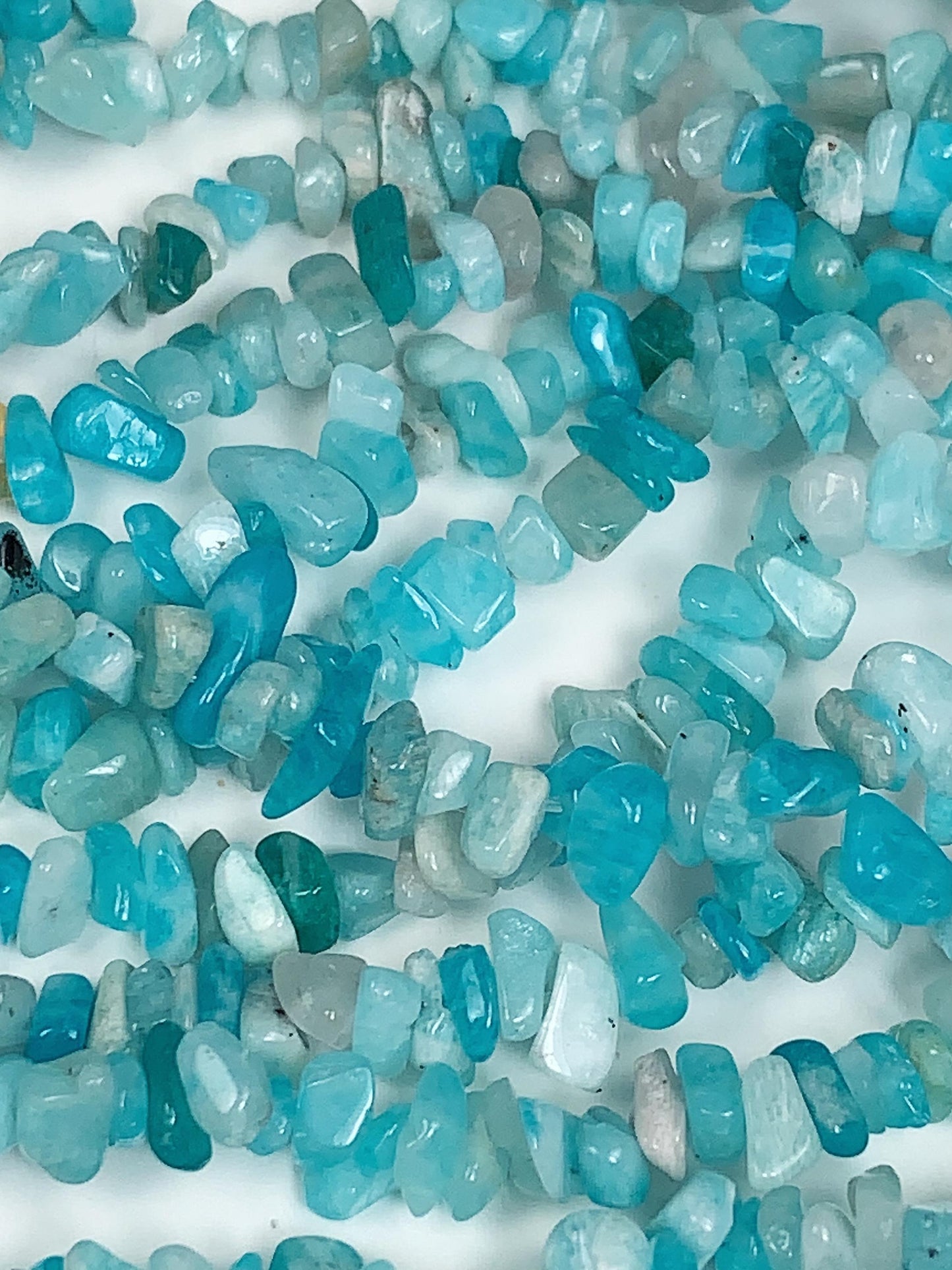 Blue Amazonyte Chip Beads: Natural Gemstone Nuggets, 32" Strand