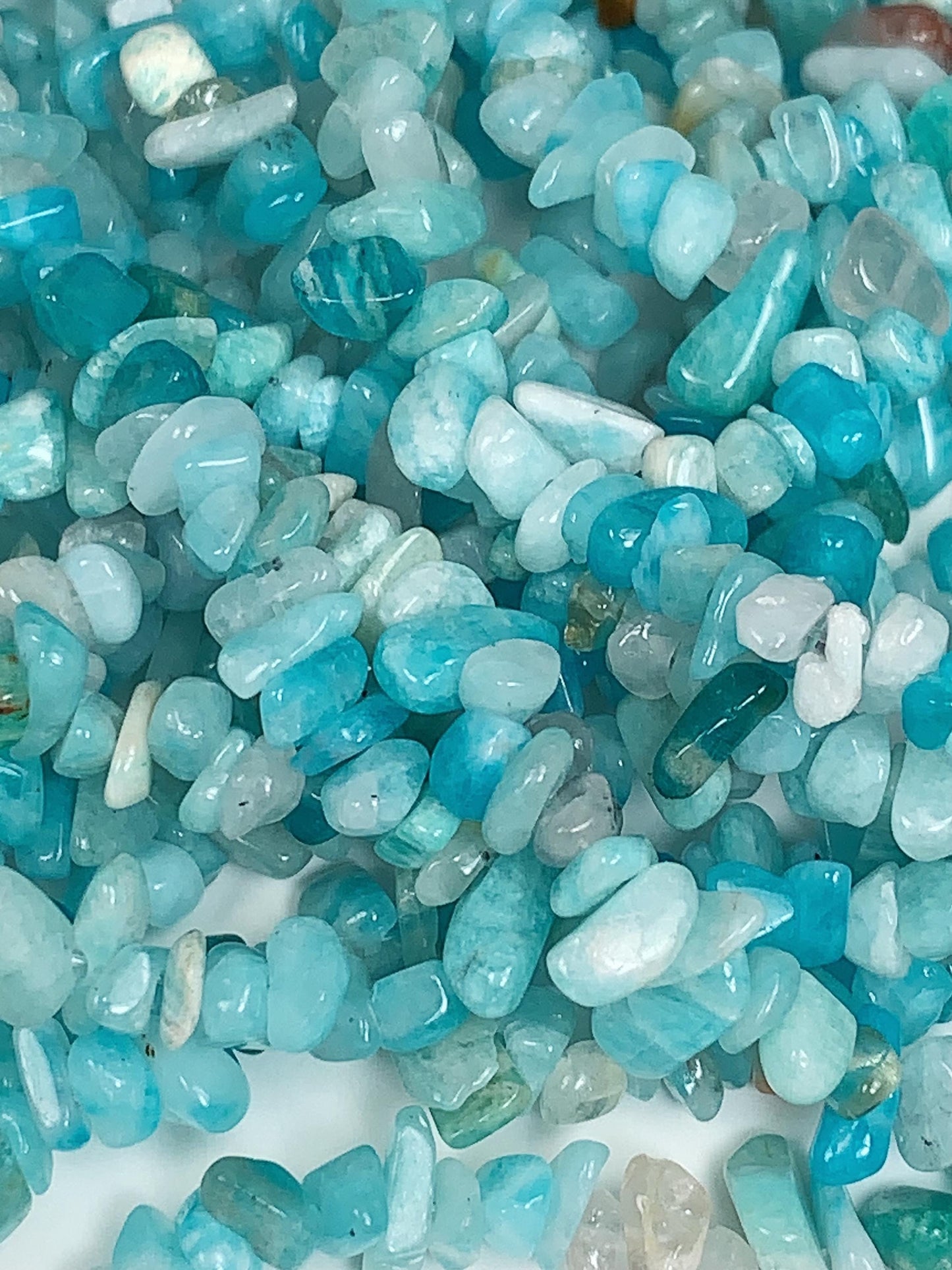 Blue Amazonyte Chip Beads: Natural Gemstone Nuggets, 32" Strand