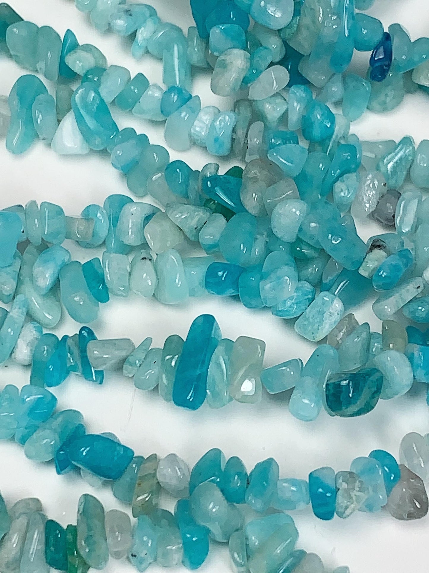 Blue Amazonyte Chip Beads: Natural Gemstone Nuggets, 32" Strand