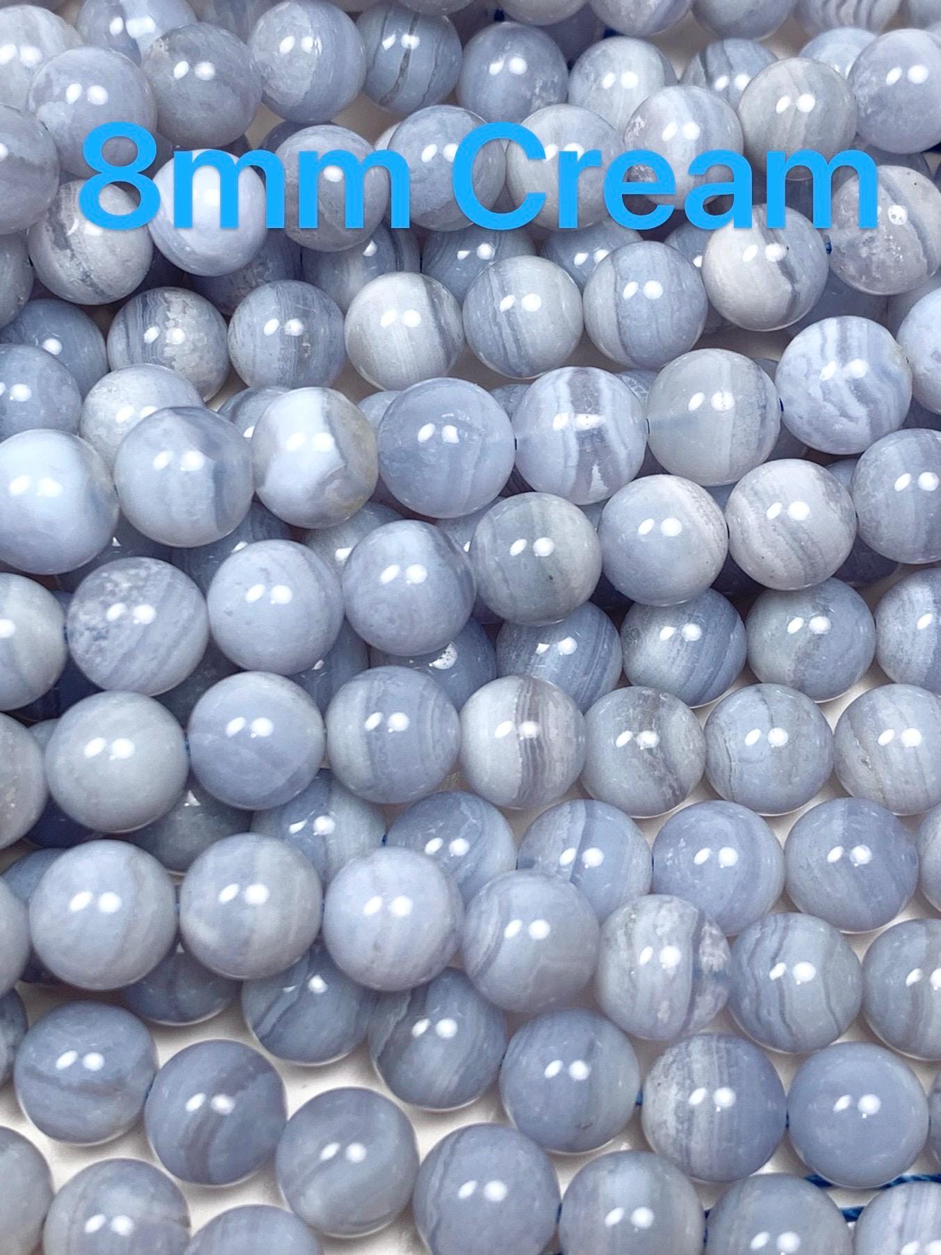 AAA Natural Icy Blue Lace Strip Agate Smooth Round Beads Gemstone Strand 15.5" 6mm