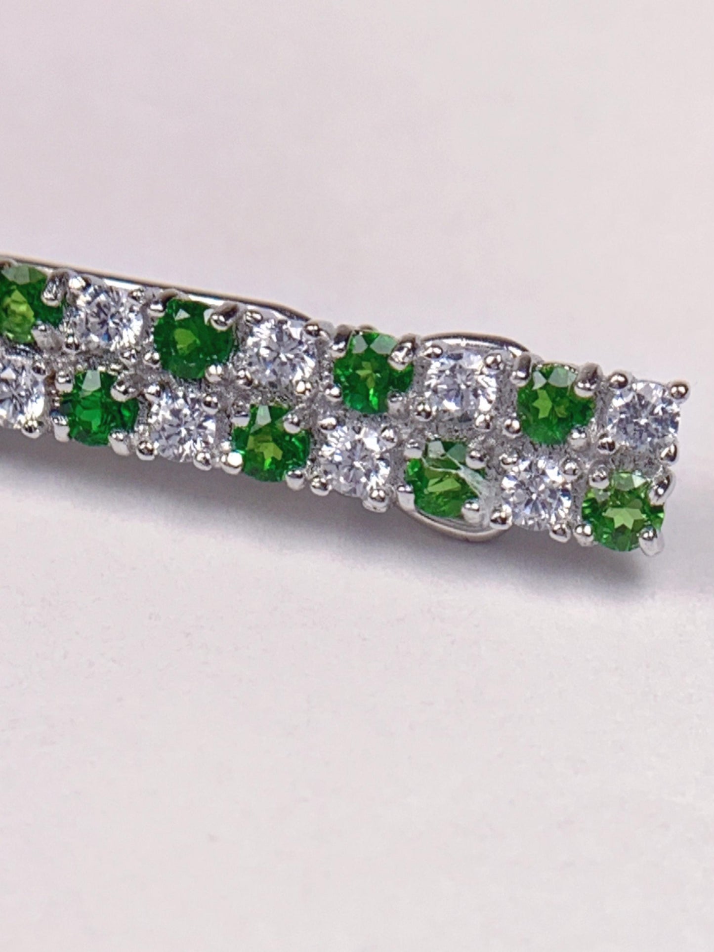 Grade AAA Genuine Natural Green Diopside Brooch 18k Gold Plated S 925 Sterling Silver