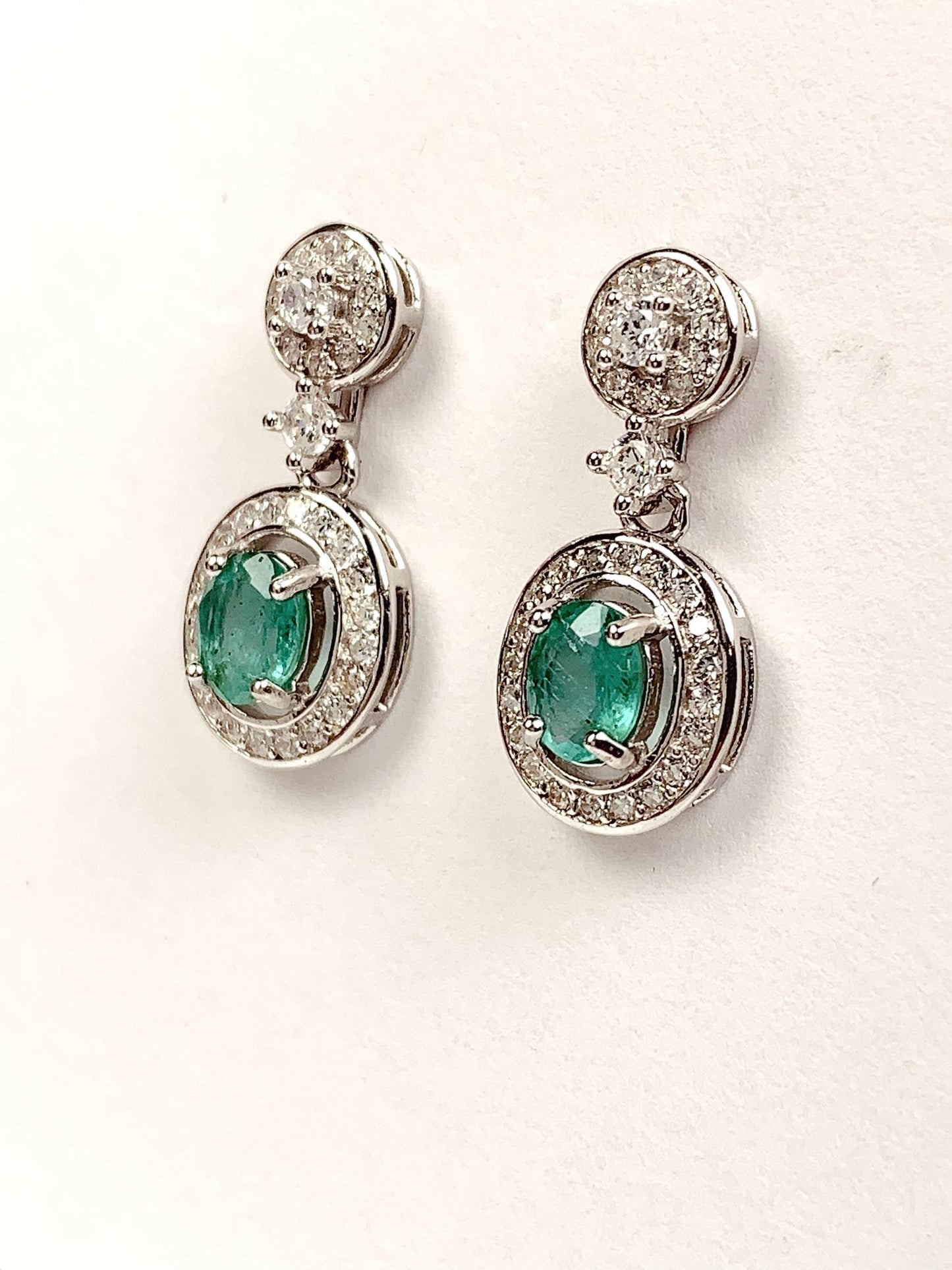 Emerald Sterling Silver Earrings: 18k Gold Plated, Natural Green Gemstone