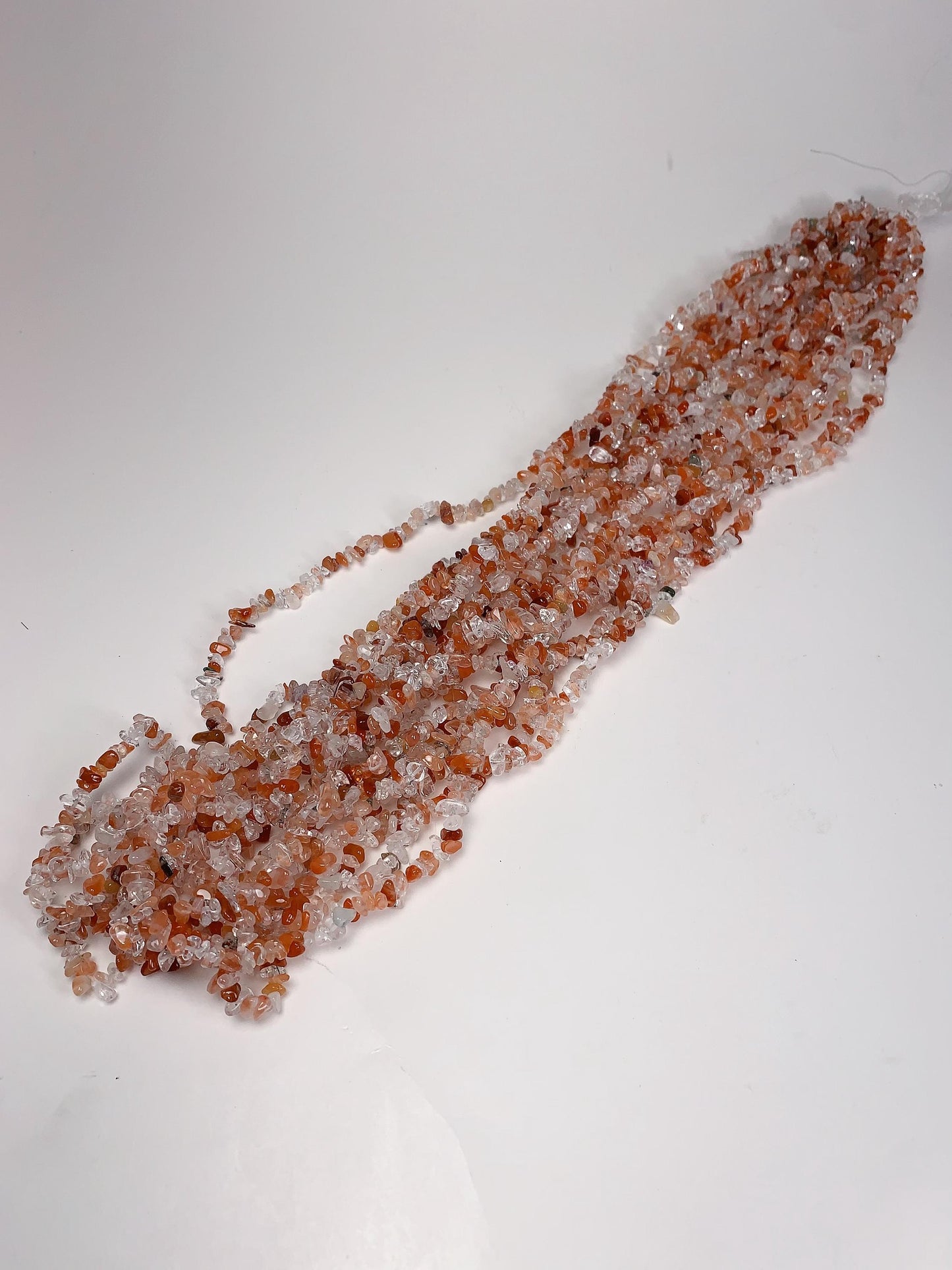 Red Rutilated Quartz Beads: Natural Nugget Pebble Chips, 32" Strand