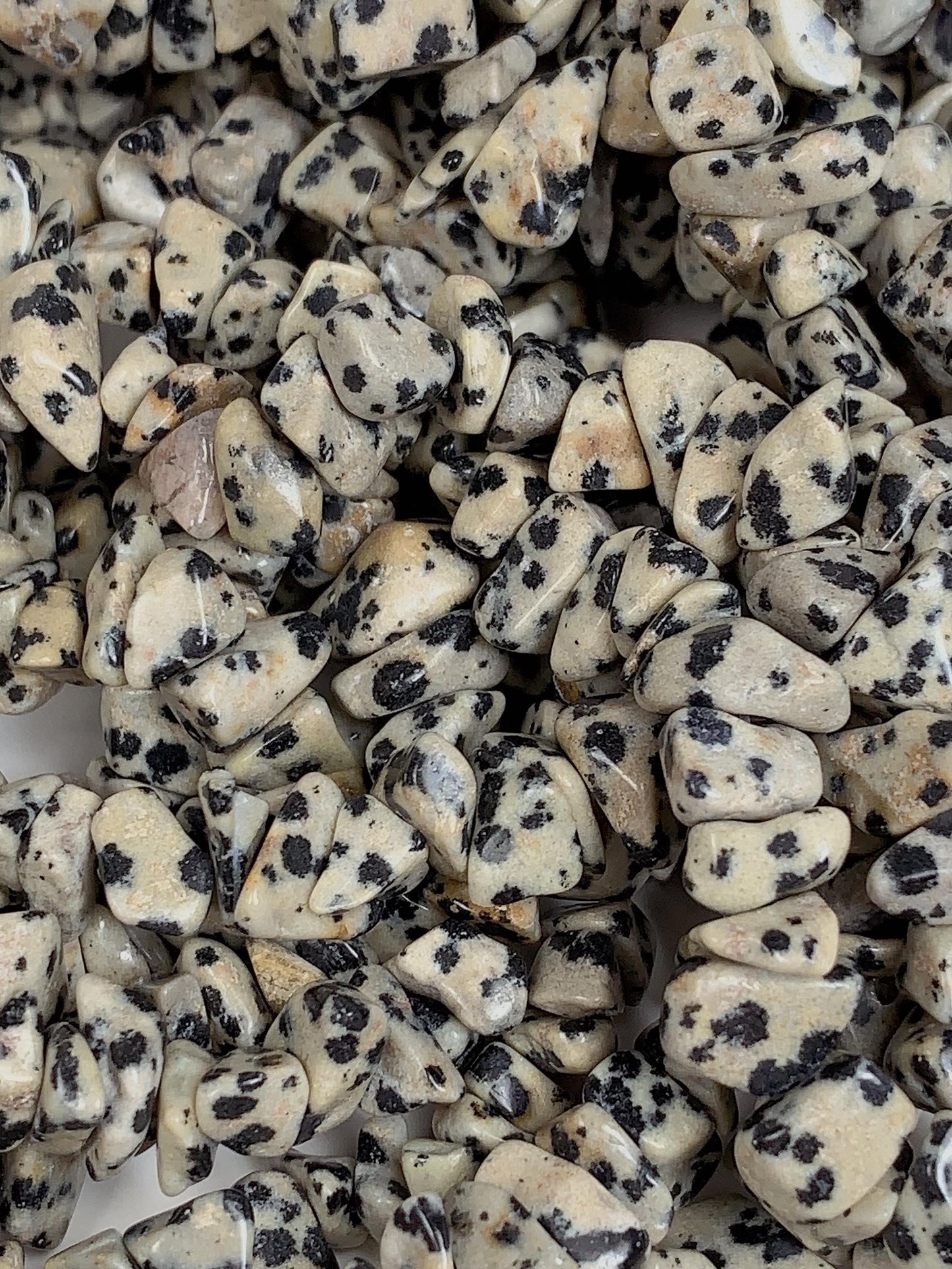 Dalmatian Jasper Chip Beads: Natural Black White Gemstone, 32" Strand