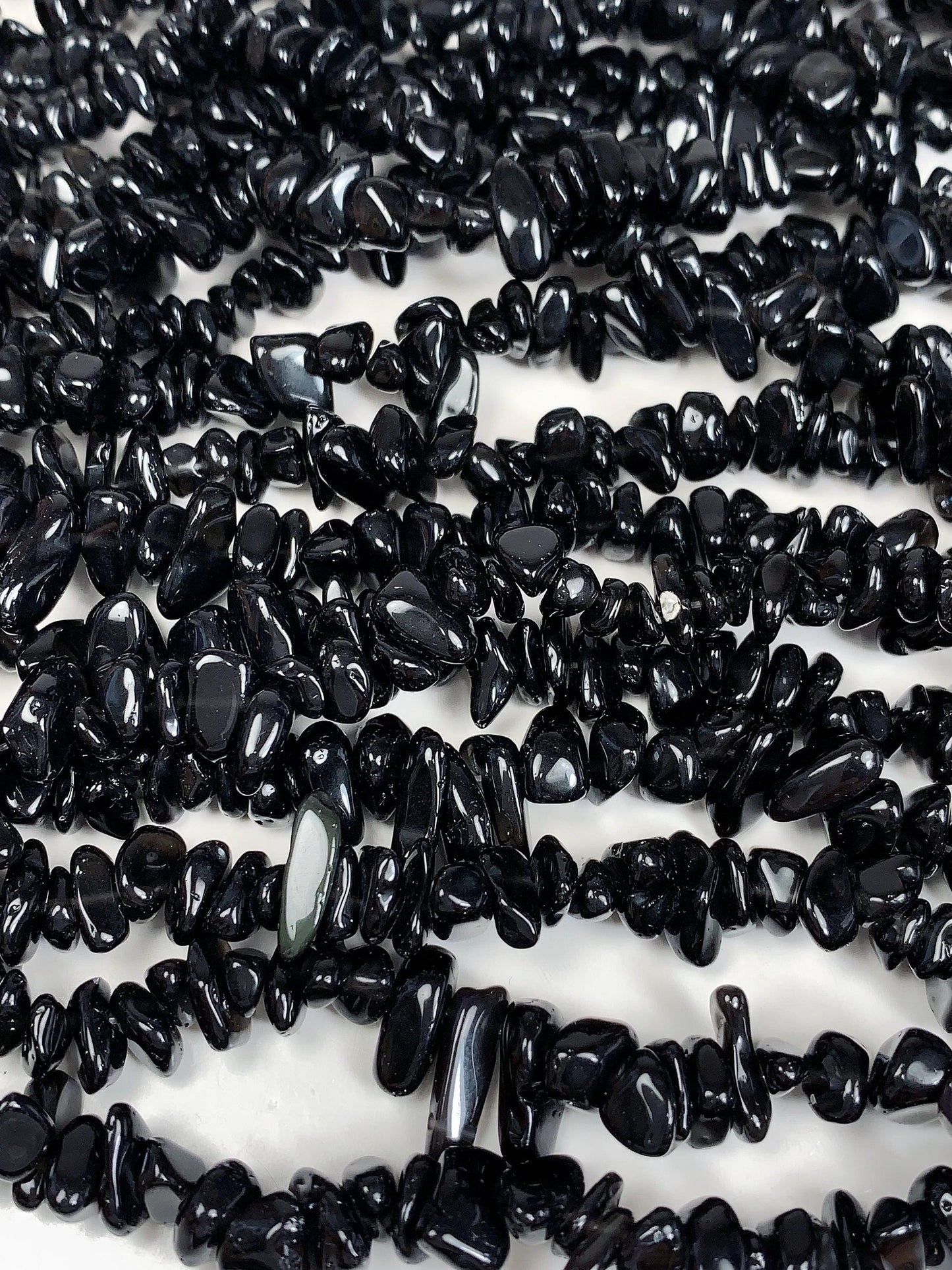 Black Obsidian Nugget Beads: 32" Irregular Gemstone Chips (5-12mm)