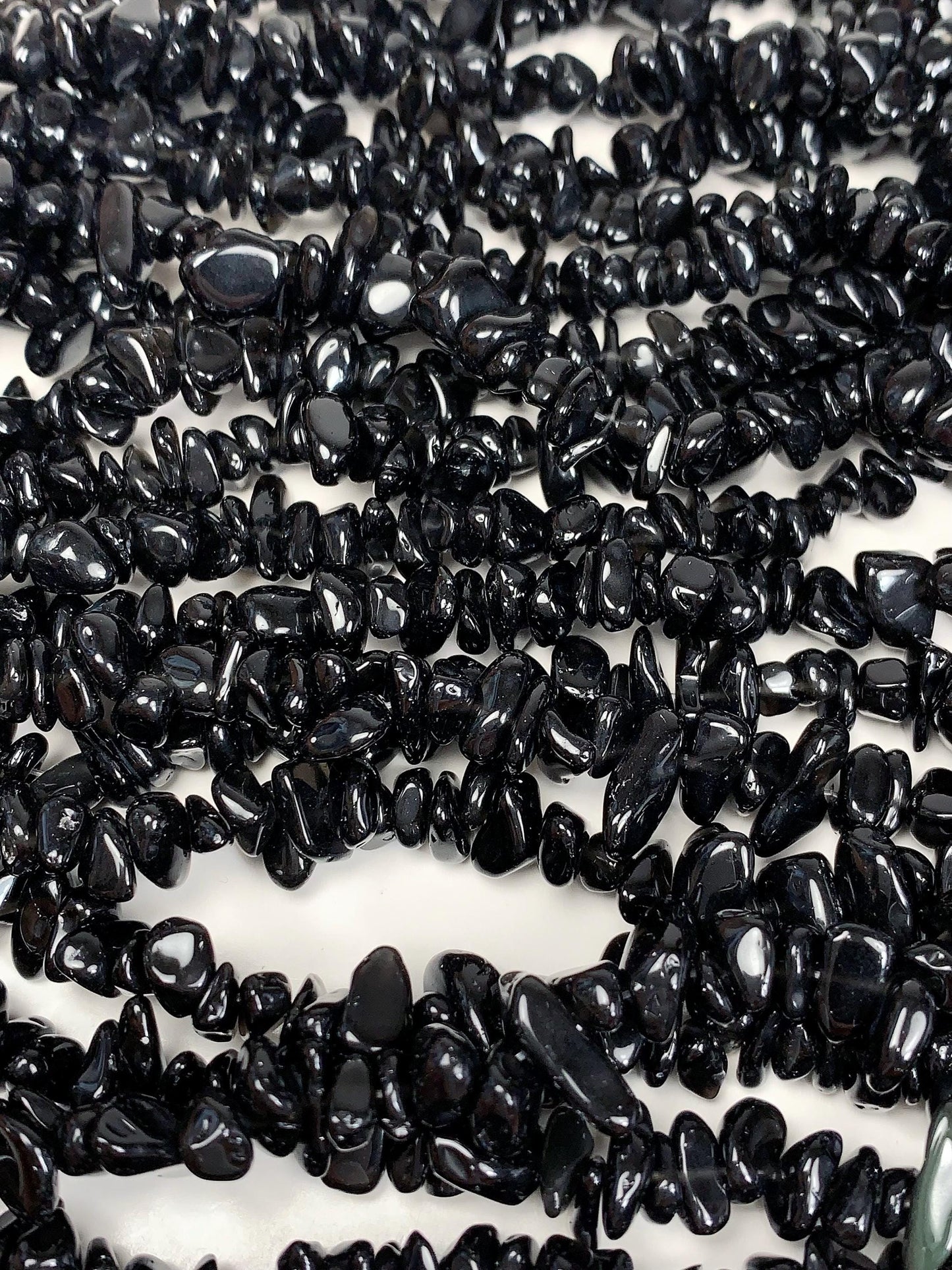 Black Obsidian Nugget Beads: 32" Irregular Gemstone Chips (5-12mm)