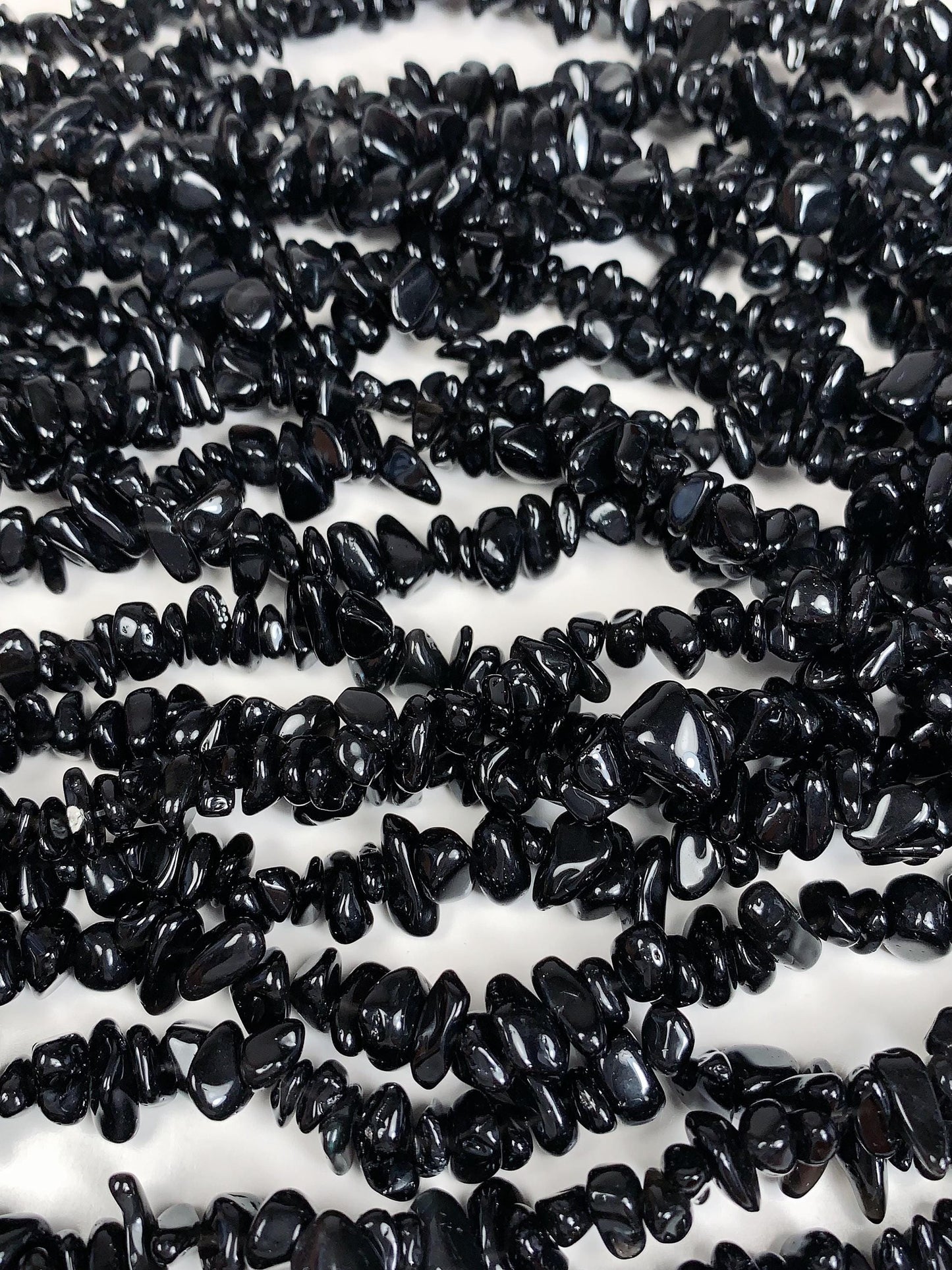 Black Obsidian Nugget Beads: 32" Irregular Gemstone Chips (5-12mm)