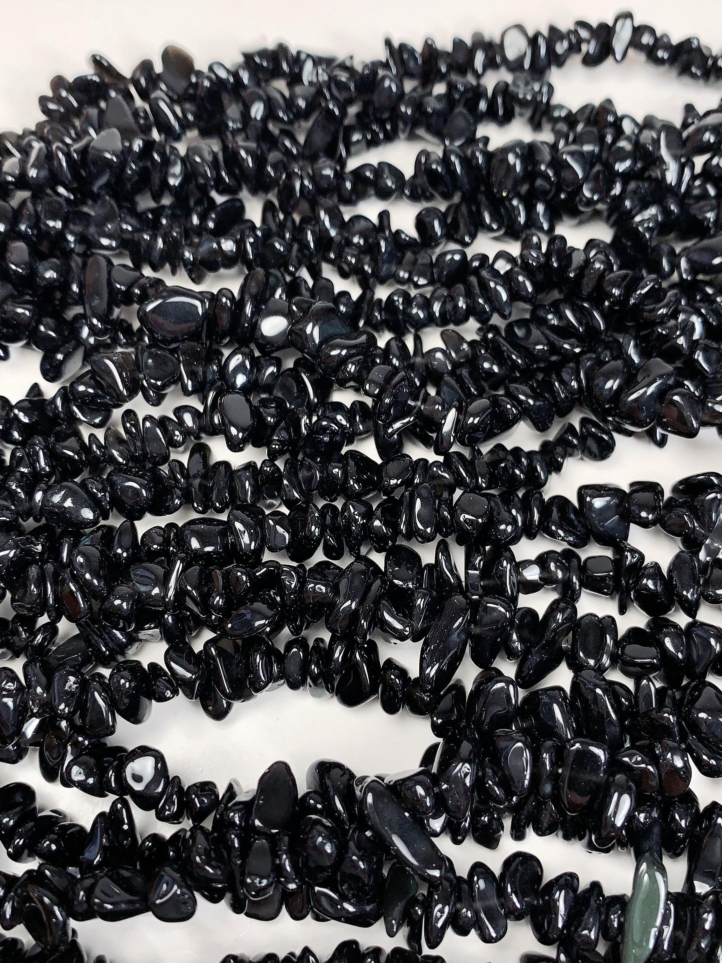 Black Obsidian Nugget Beads: 32" Irregular Gemstone Chips (5-12mm)
