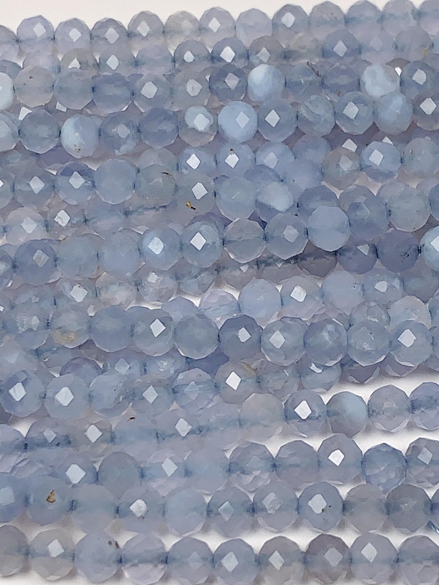 Genuine Natural Blue Chalcedony Lace Agate  Faceted Round Beads 15.5" Strand 2mm 3mm 4mm