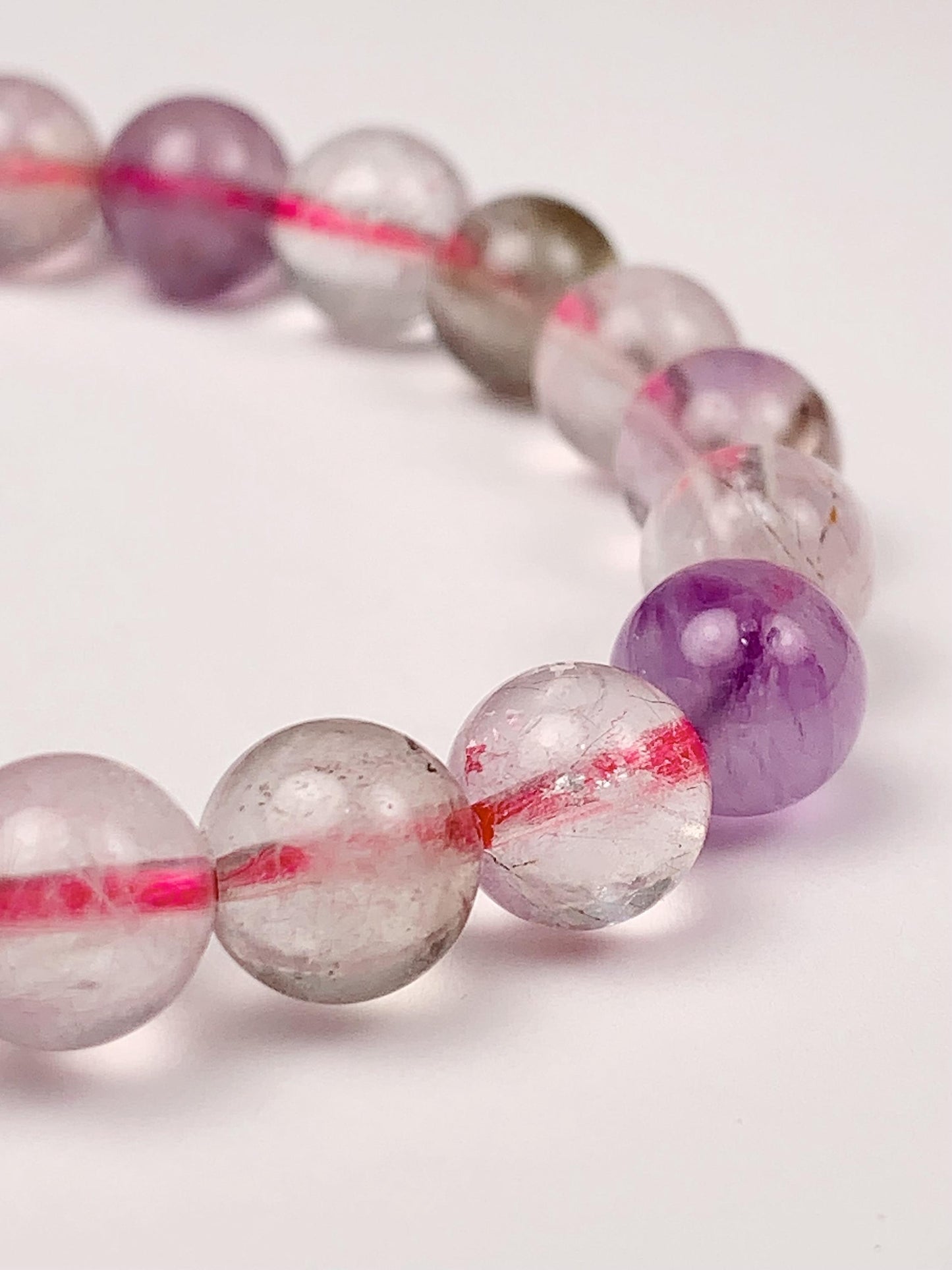 Natural Super Seven Gemstone Bracelet: Rainbow Smooth Round 8mm