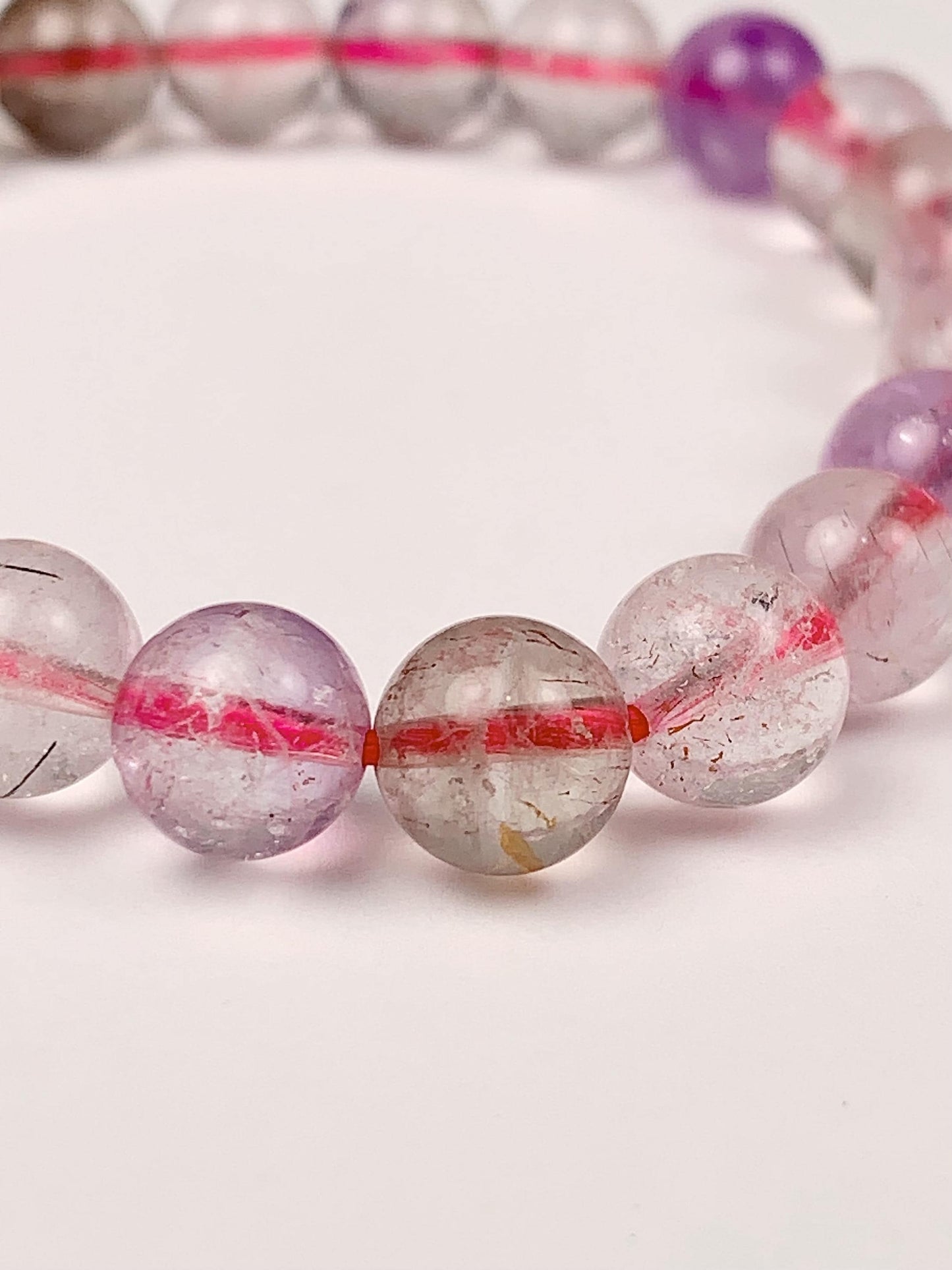 Natural Super Seven Gemstone Bracelet: Rainbow Smooth Round 8mm