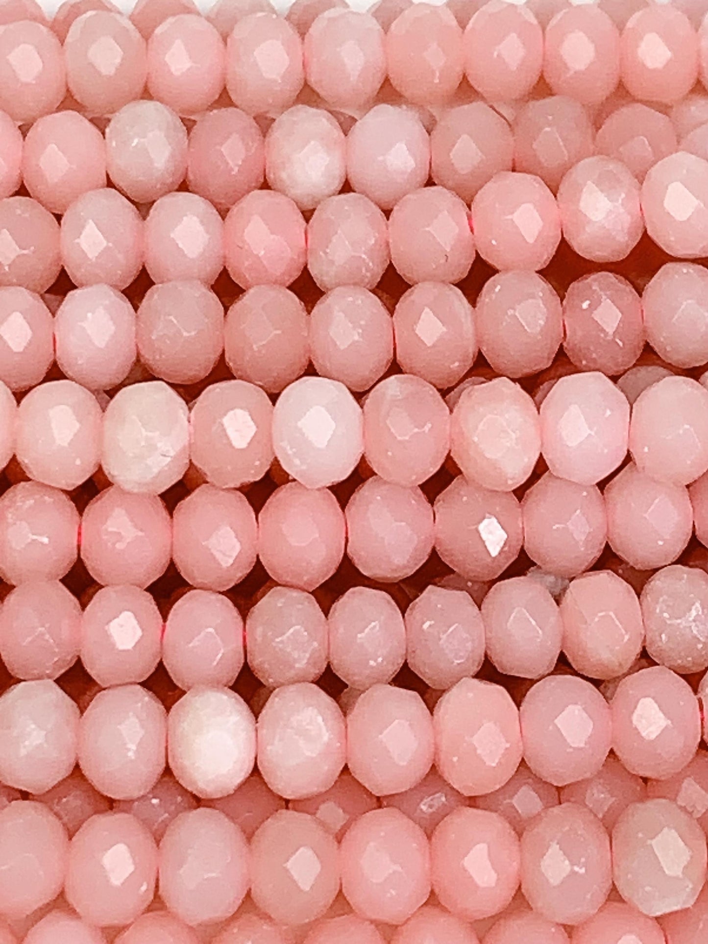 Natural Pink Opal Faceted Rondelle Beads - 15.5" Strand
