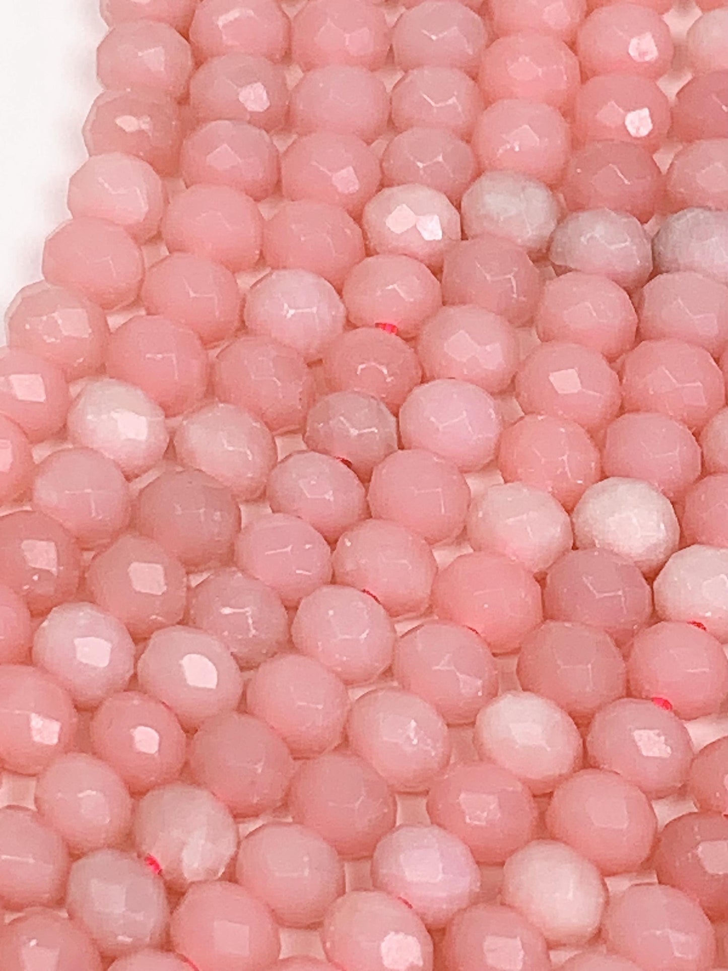 Natural Pink Opal Faceted Rondelle Beads - 15.5" Strand