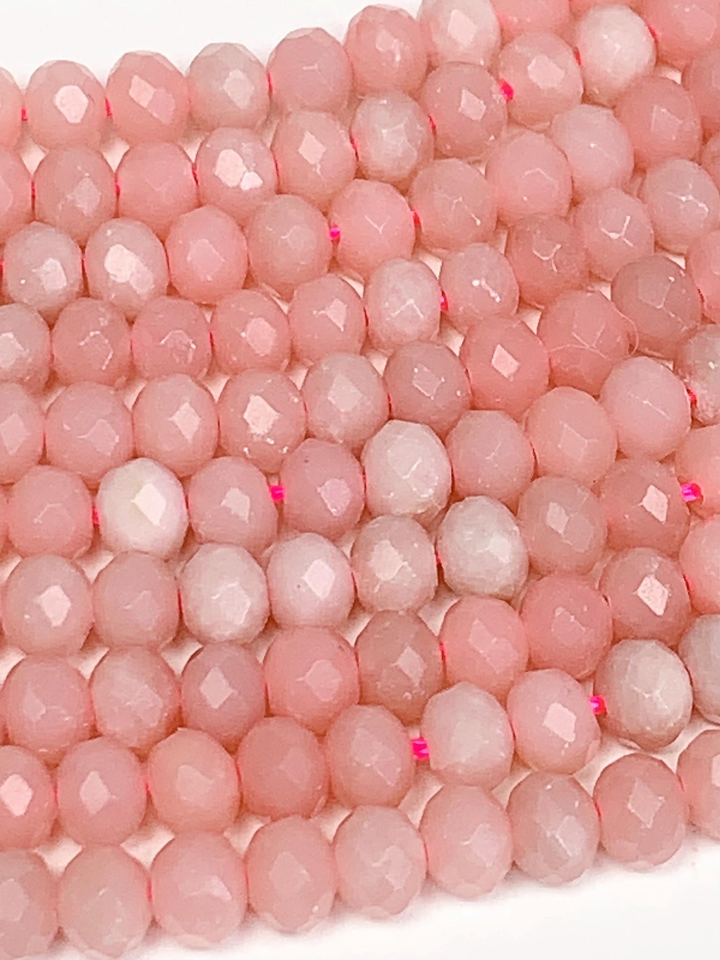 Natural Pink Opal Faceted Rondelle Beads - 15.5" Strand