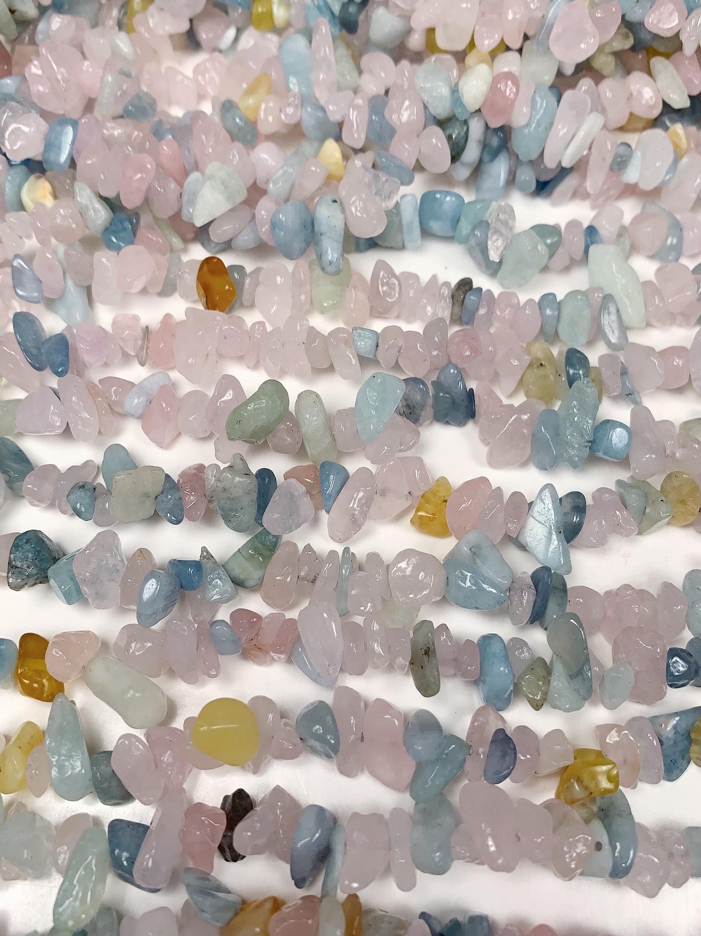 Pink Blue Morganite Nugget Beads: Genuine Gemstone Crystal Strand