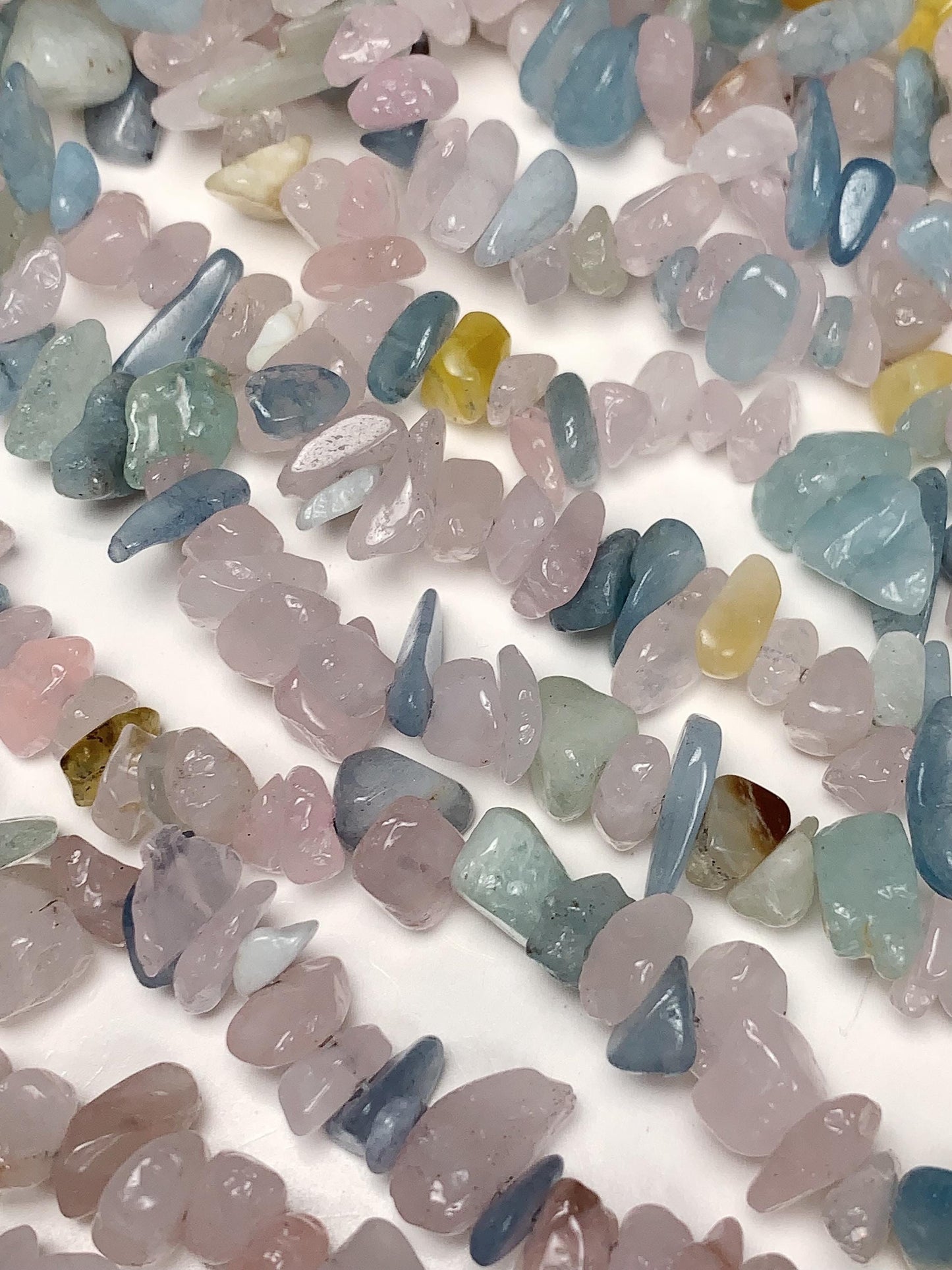 Pink Blue Morganite Nugget Beads: Genuine Gemstone Crystal Strand