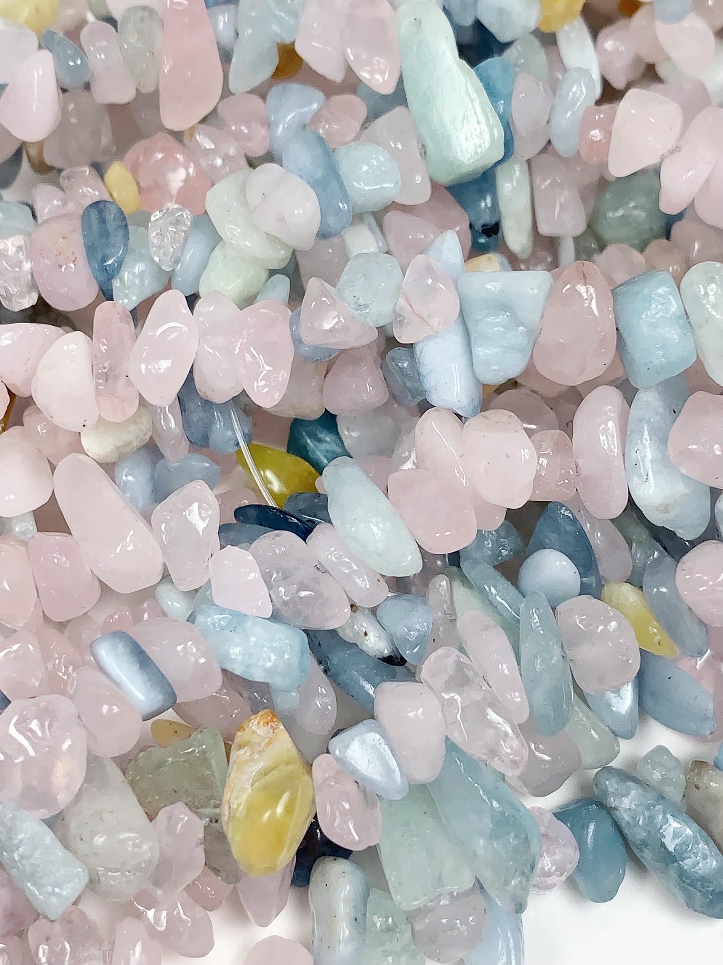 Pink Blue Morganite Nugget Beads: Genuine Gemstone Crystal Strand
