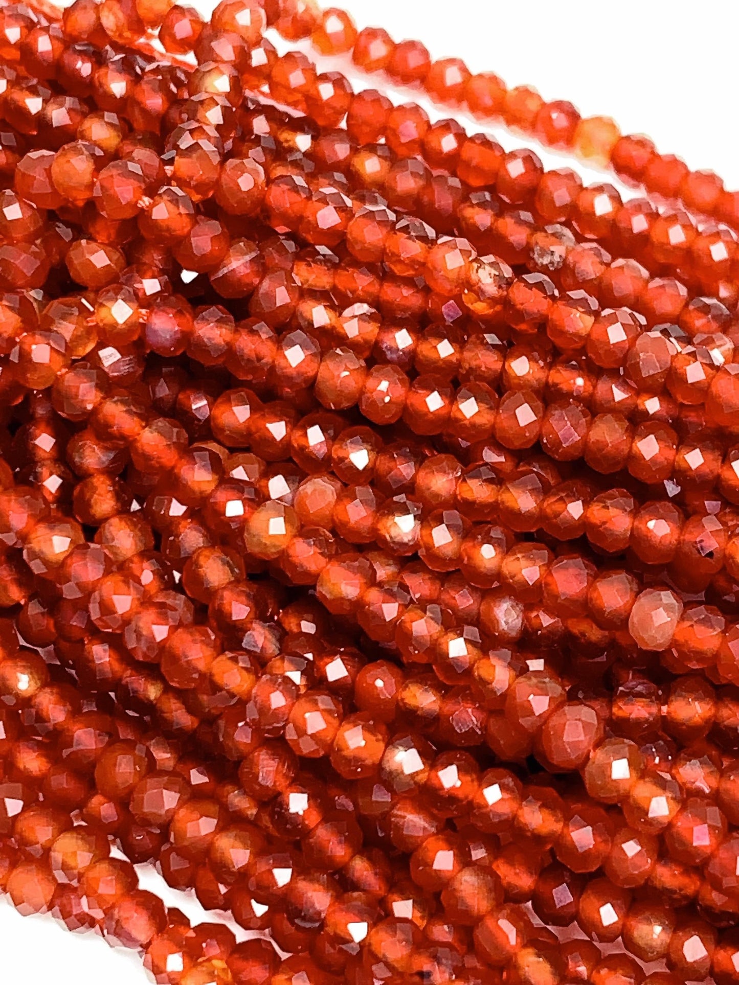 Genuine Natural Clear Red Agate Faceted Rondelle Beads 15.5" Strand