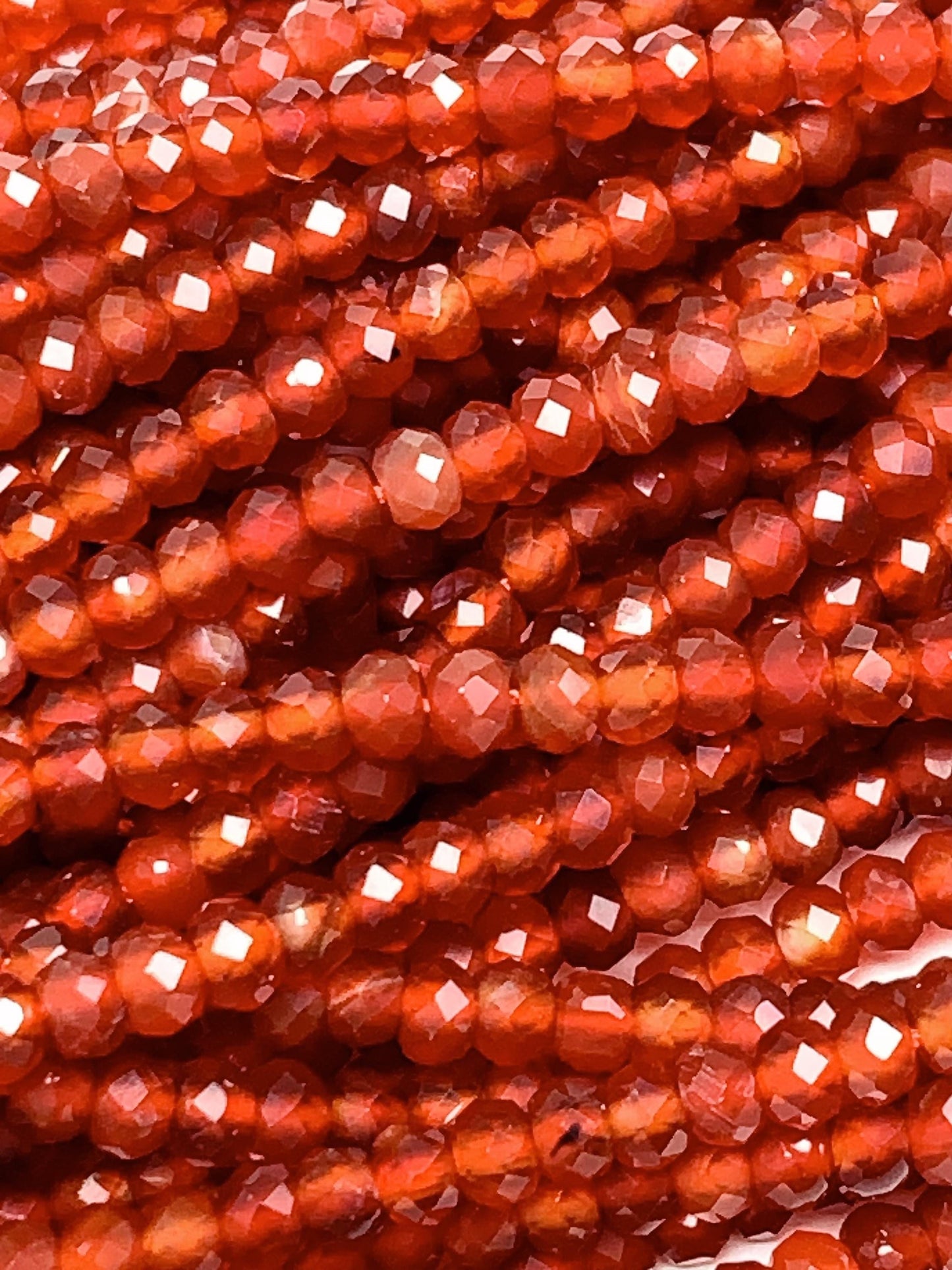 Genuine Natural Clear Red Agate Faceted Rondelle Beads 15.5" Strand
