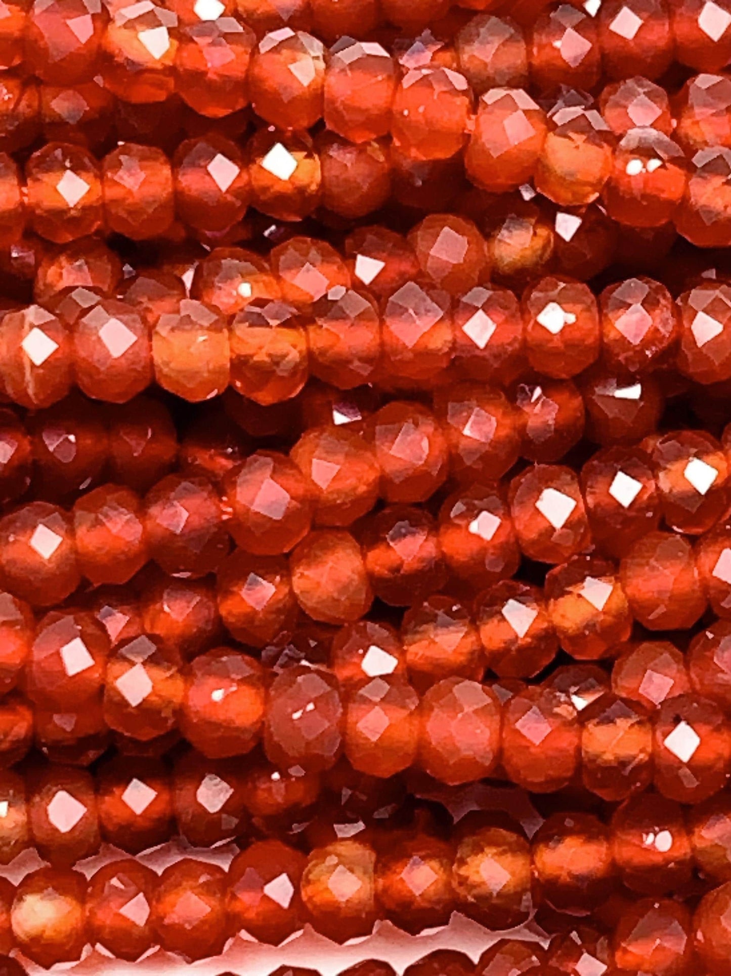 Genuine Natural Clear Red Agate Faceted Rondelle Beads 15.5" Strand