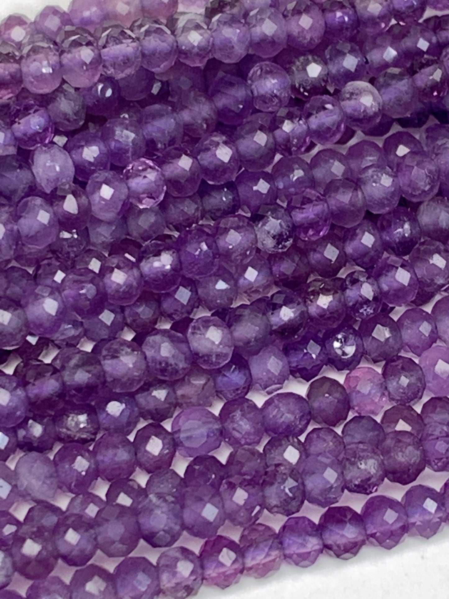Natural Purple Amethyst Faceted Rondelle Beads - 15.5" Strand (2x3mm)