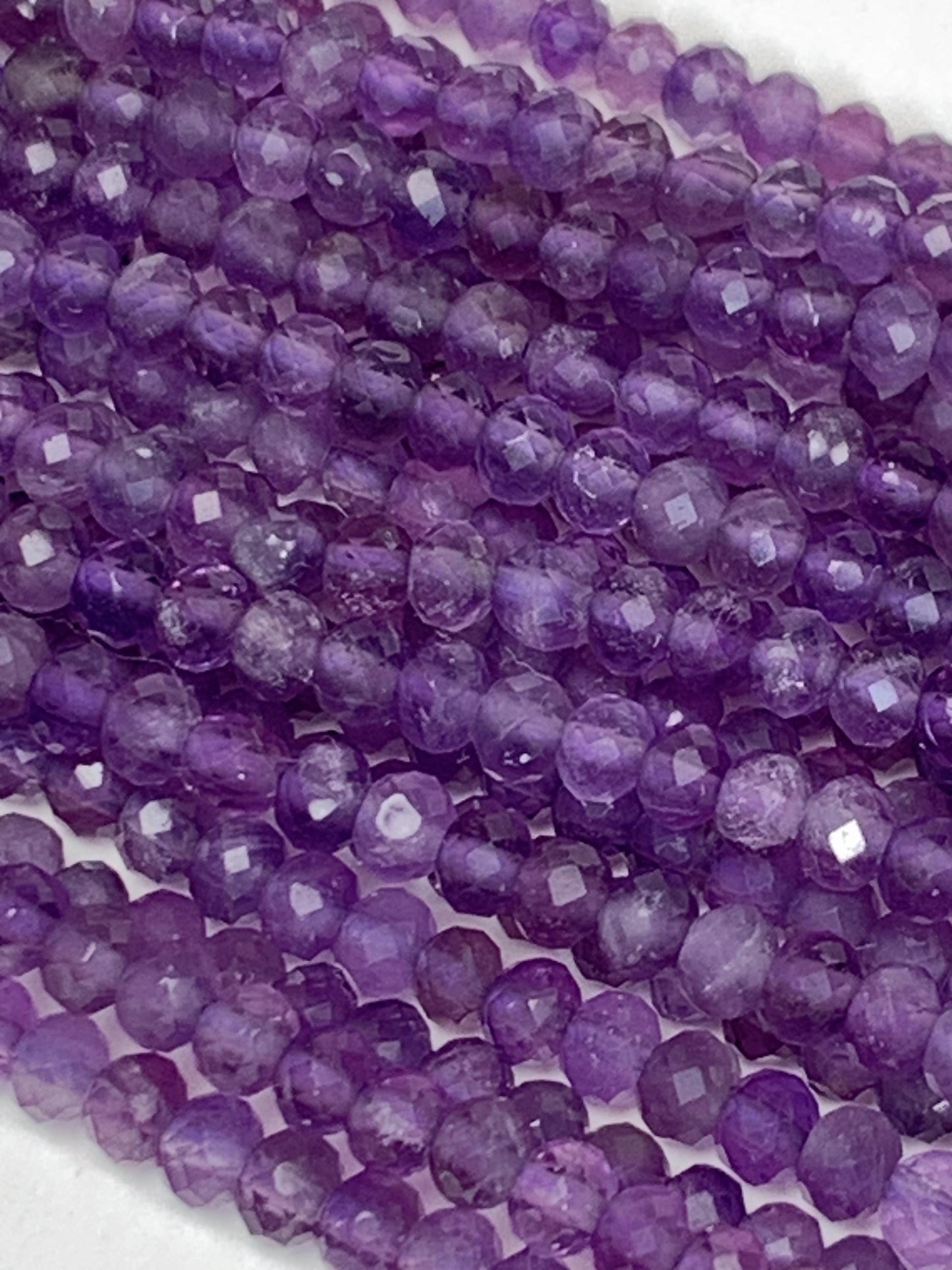 Natural Purple Amethyst Faceted Rondelle Beads - 15.5" Strand (2x3mm)