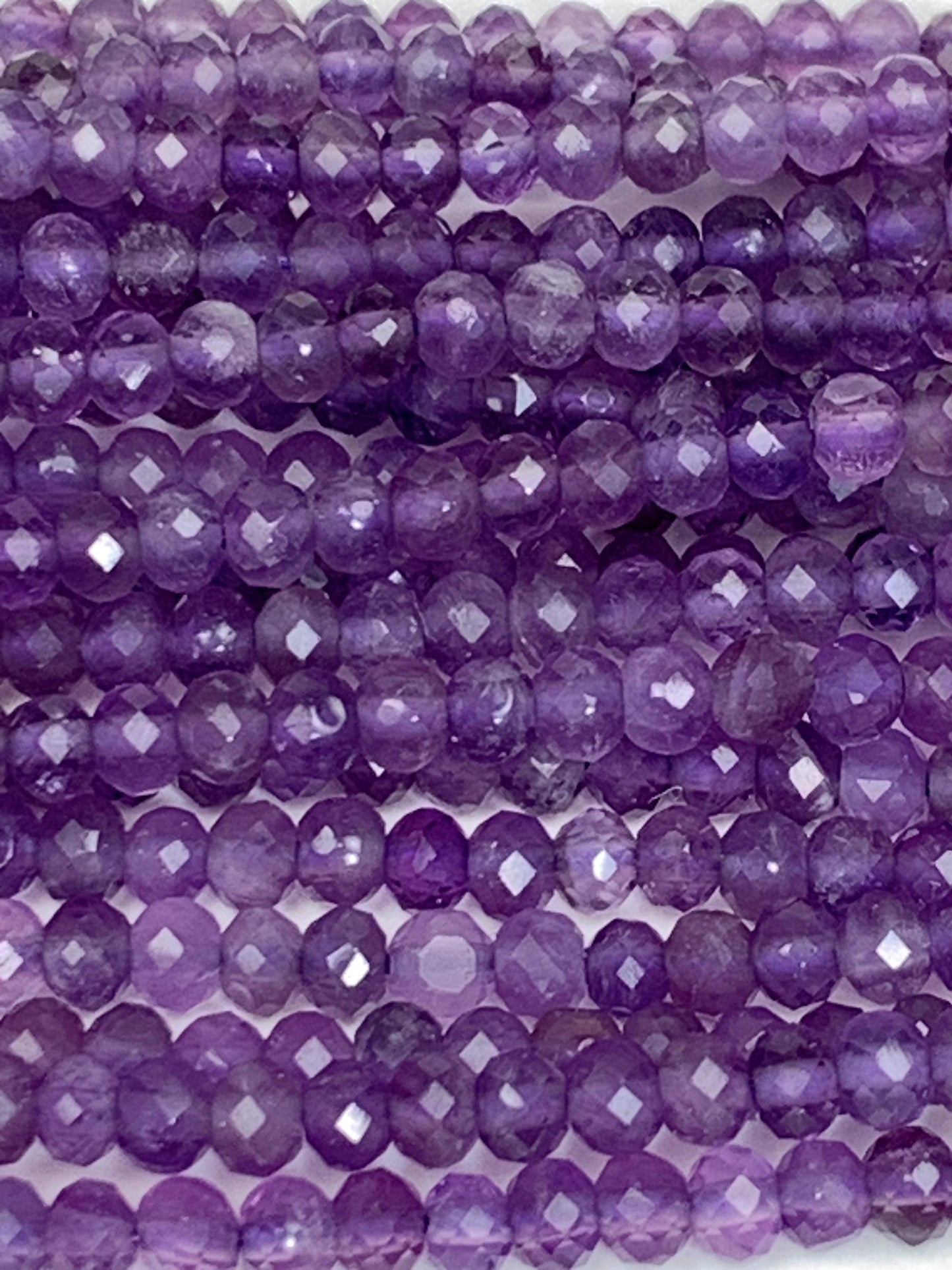 Natural Purple Amethyst Faceted Rondelle Beads - 15.5" Strand (2x3mm)