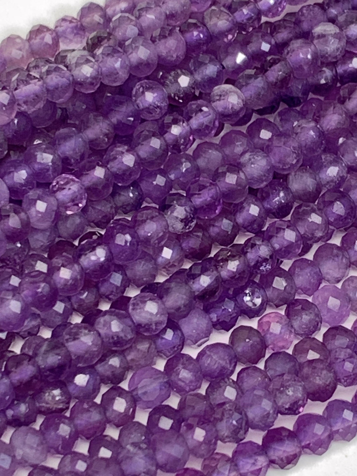 Natural Purple Amethyst Faceted Rondelle Beads - 15.5" Strand (2x3mm)