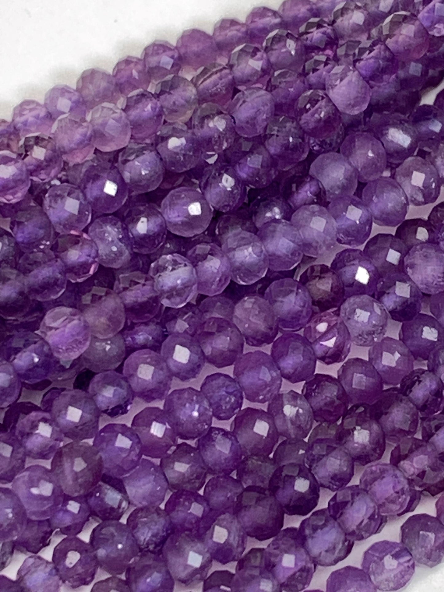 Natural Purple Amethyst Faceted Rondelle Beads - 15.5" Strand (2x3mm)