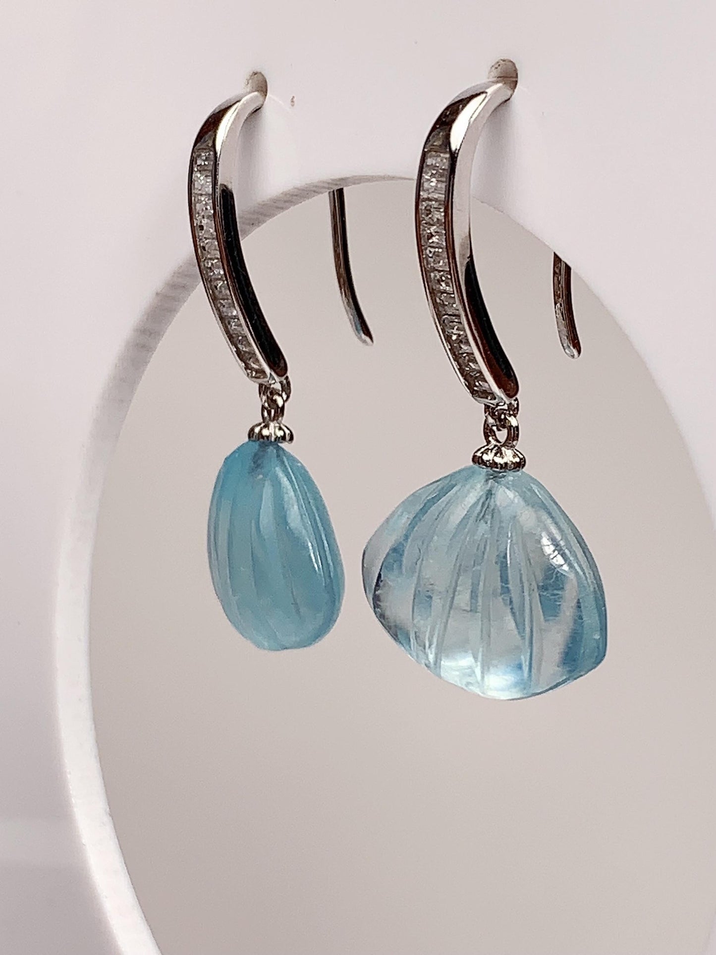 Blue Aquamarine Shell Earrings: 18k Gold Plated Sterling Silver
