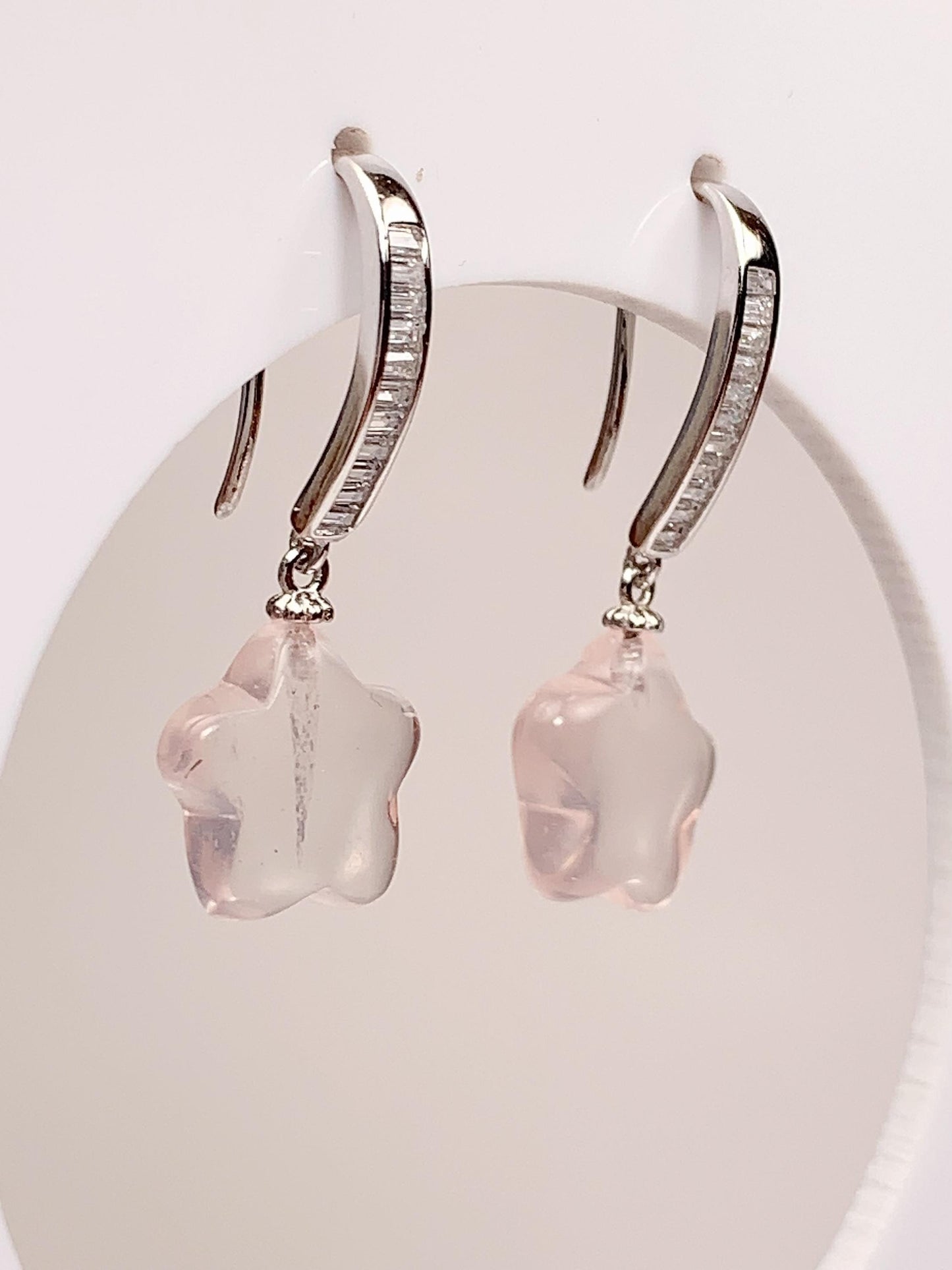 Rose Quartz Star Earrings: 18k Gold Plated Sterling Silver Studs
