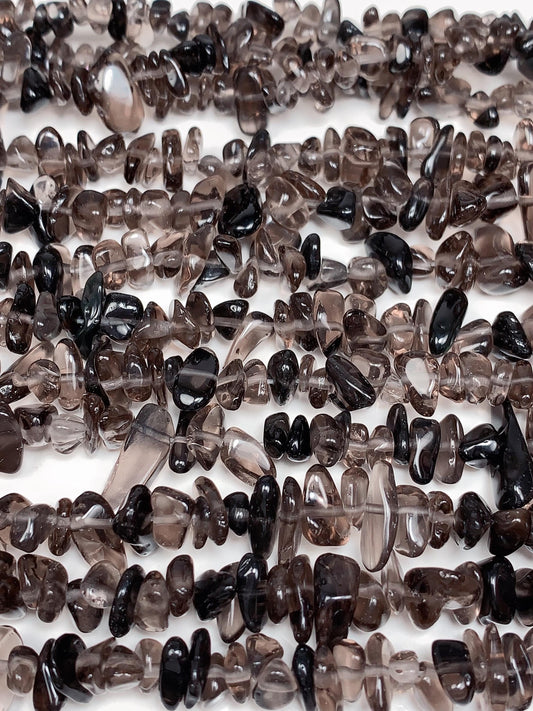 Smoky Quartz Nugget Beads: Genuine Brown Gemstone Crystal, 32" Strand