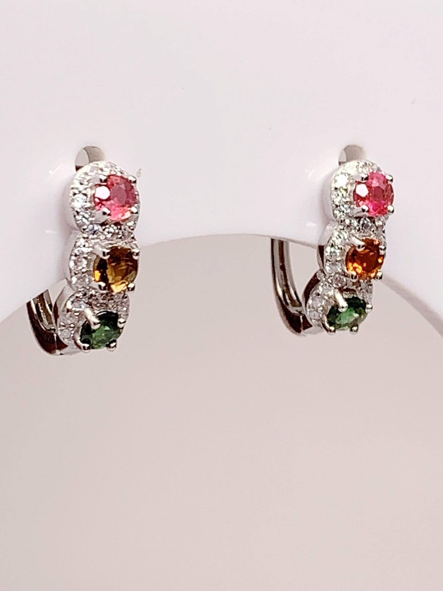 Rainbow Tourmaline Sterling Silver Earrings: 18k Gold Plated