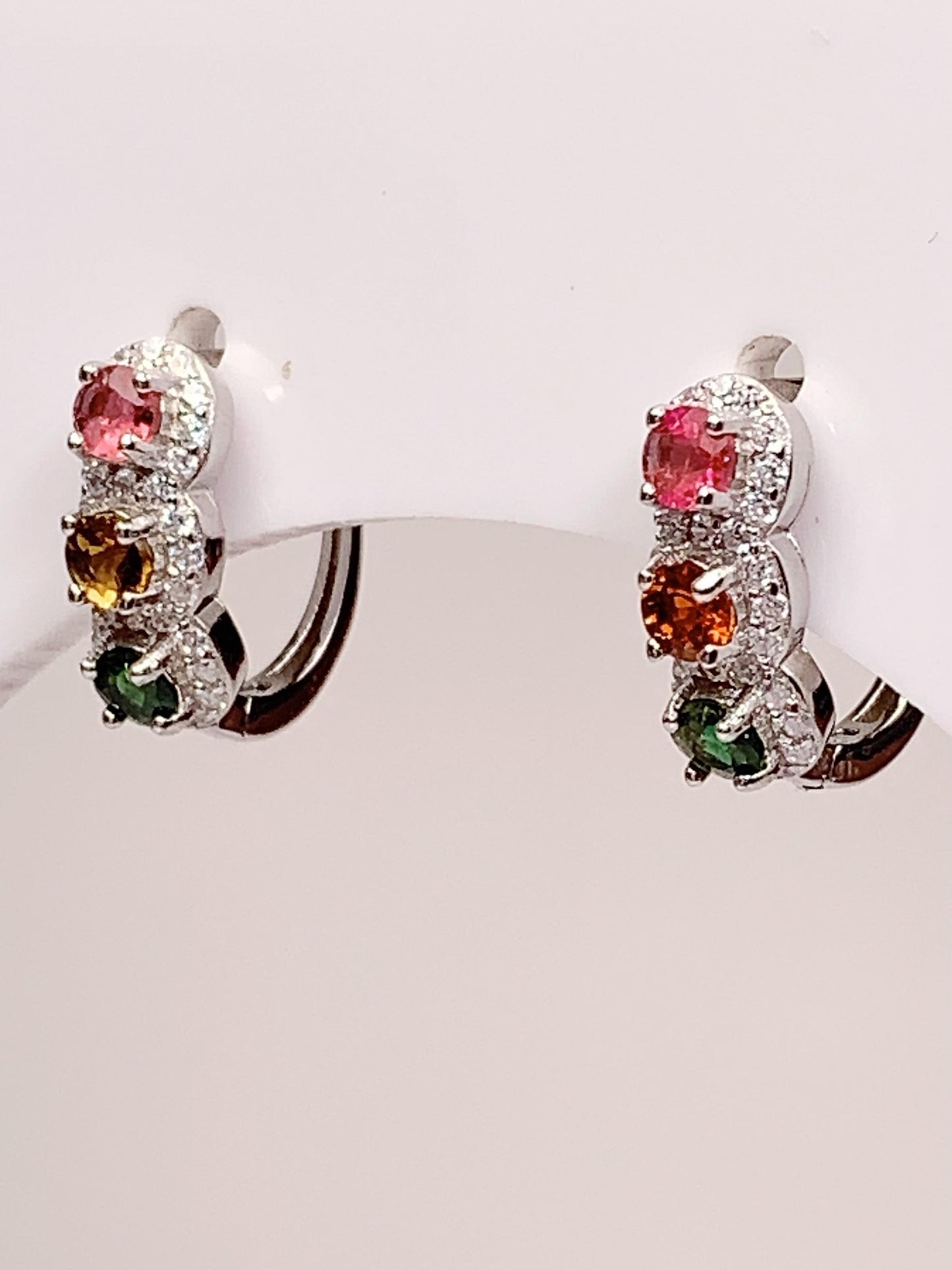 Rainbow Tourmaline Sterling Silver Earrings: 18k Gold Plated