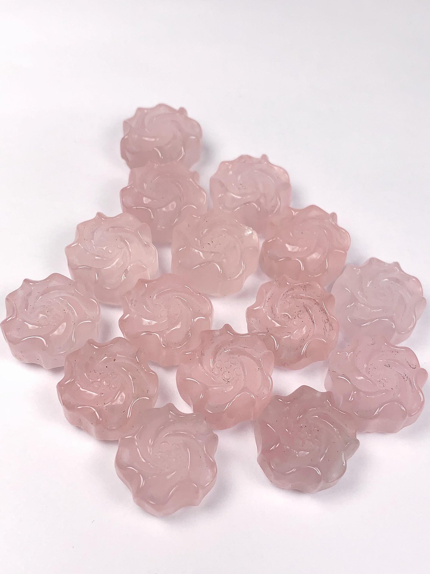 Madagascar Rose Quartz Gemstone Flowers: AAA Peony Cut (8mm X 15mm)