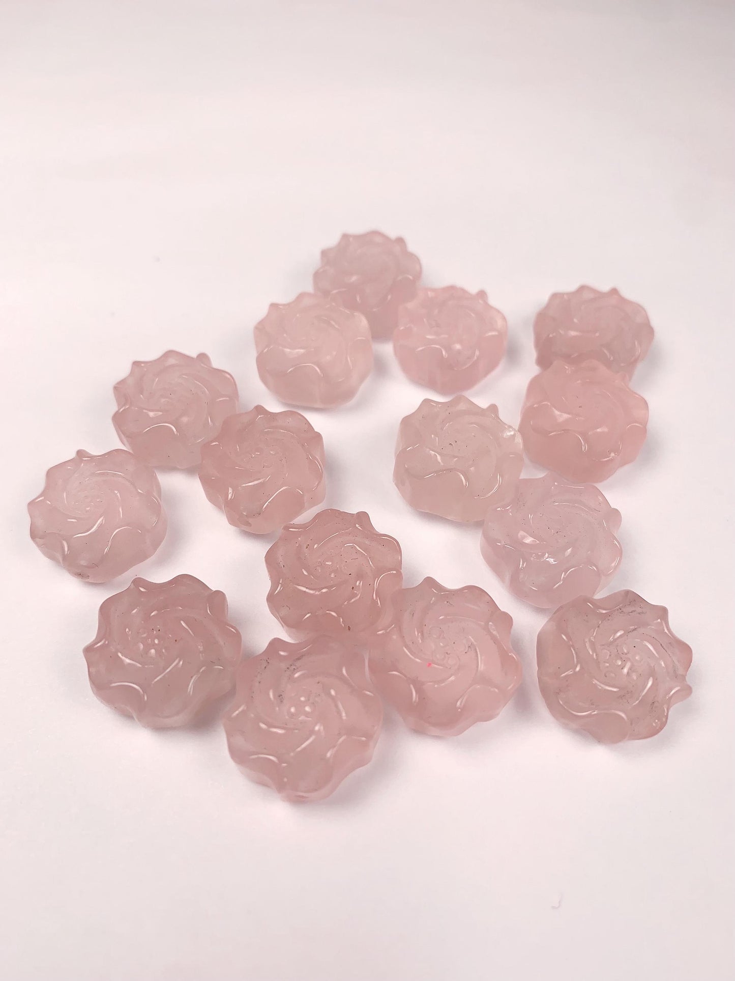 Madagascar Rose Quartz Gemstone Flowers: AAA Peony Cut (8mm X 15mm)