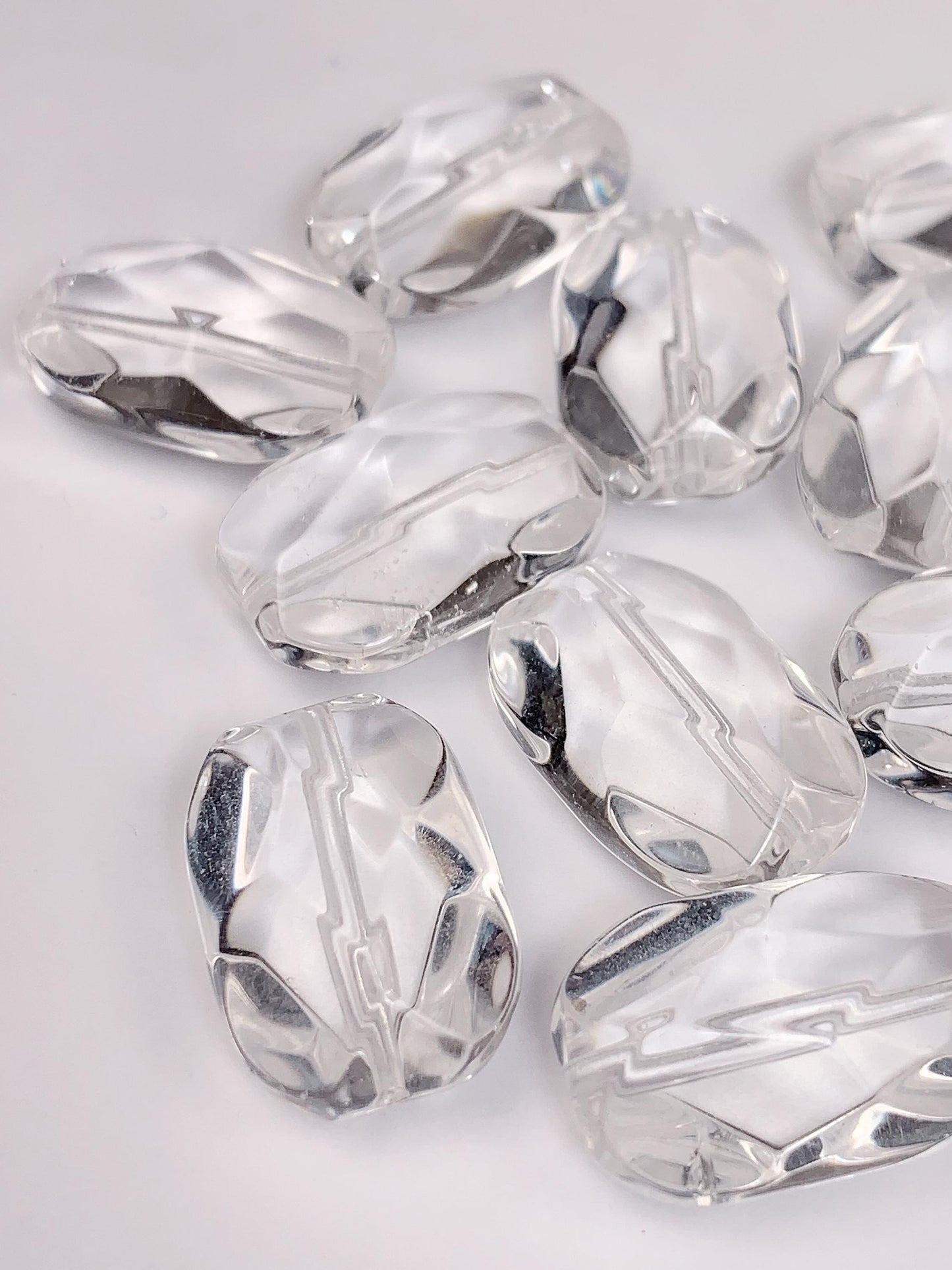 AAA Natural Clear Quartz Gemstone: Faceted Crystal Beads (19mmx13mm)