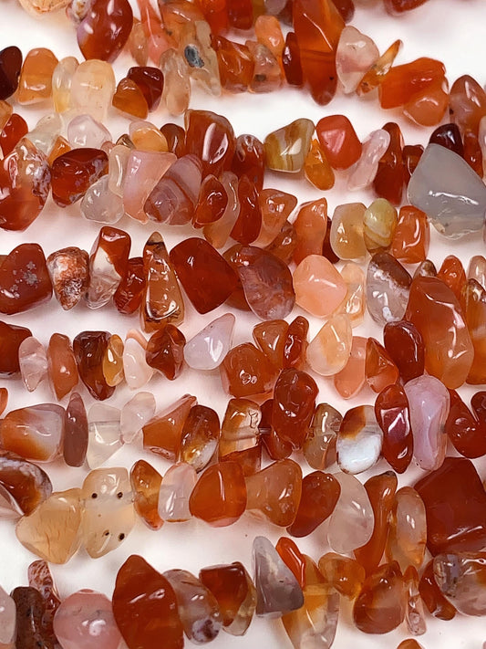 Red Orange Agate Nugget Beads: 32" Strand DIY Gemstone Crystals