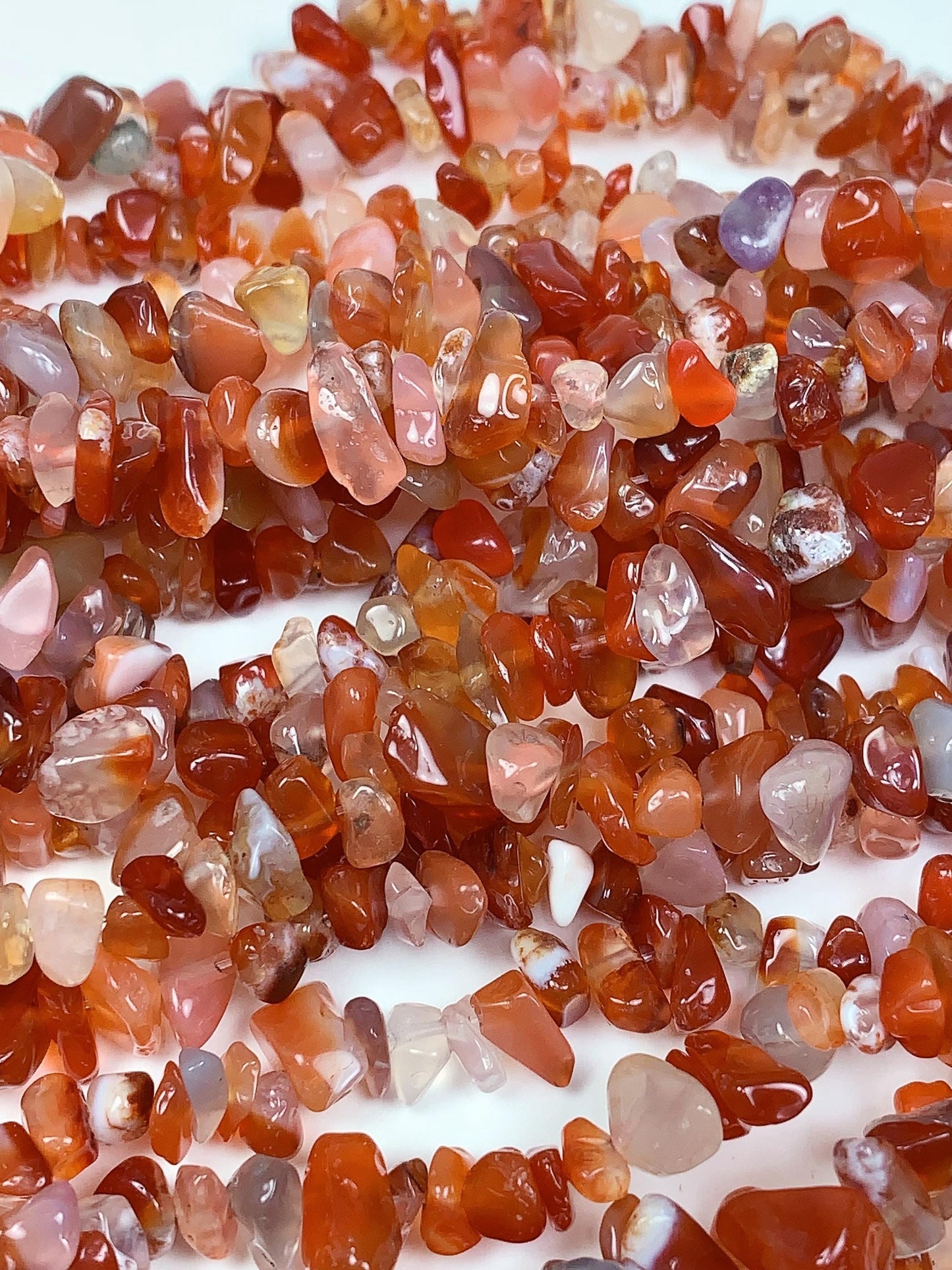 Red Orange Agate Nugget Beads: 32" Strand DIY Gemstone Crystals