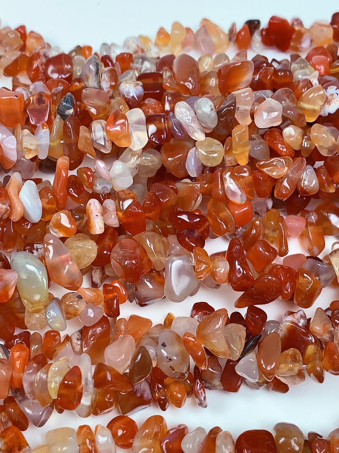Red Orange Agate Nugget Beads: 32" Strand DIY Gemstone Crystals