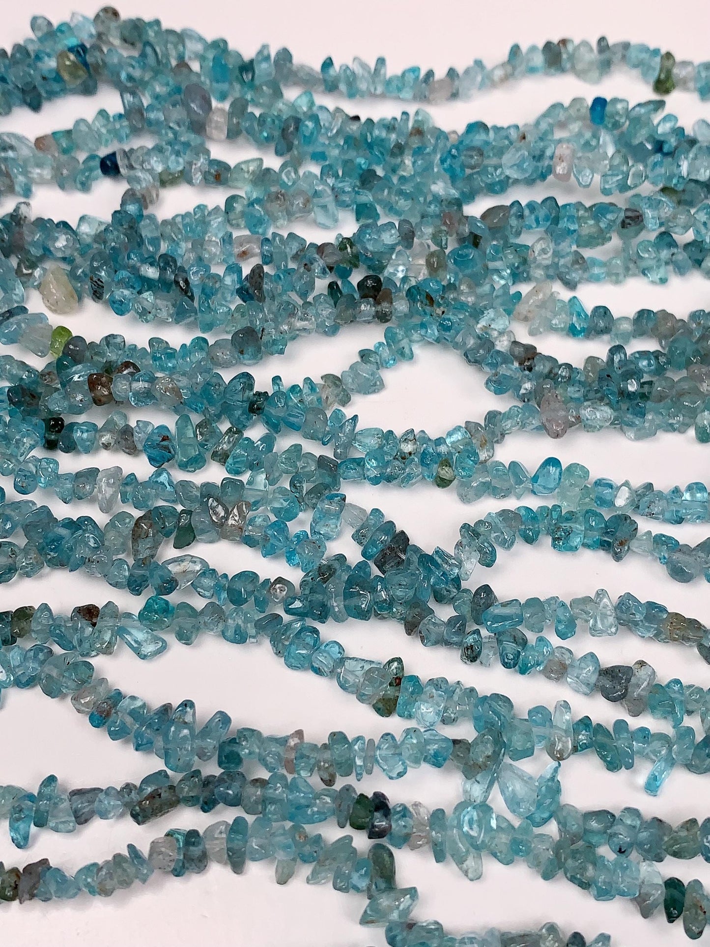 Blue Apatite Nugget Beads: 32" Strand DIY Jewelry Gemstone (3-8mm)